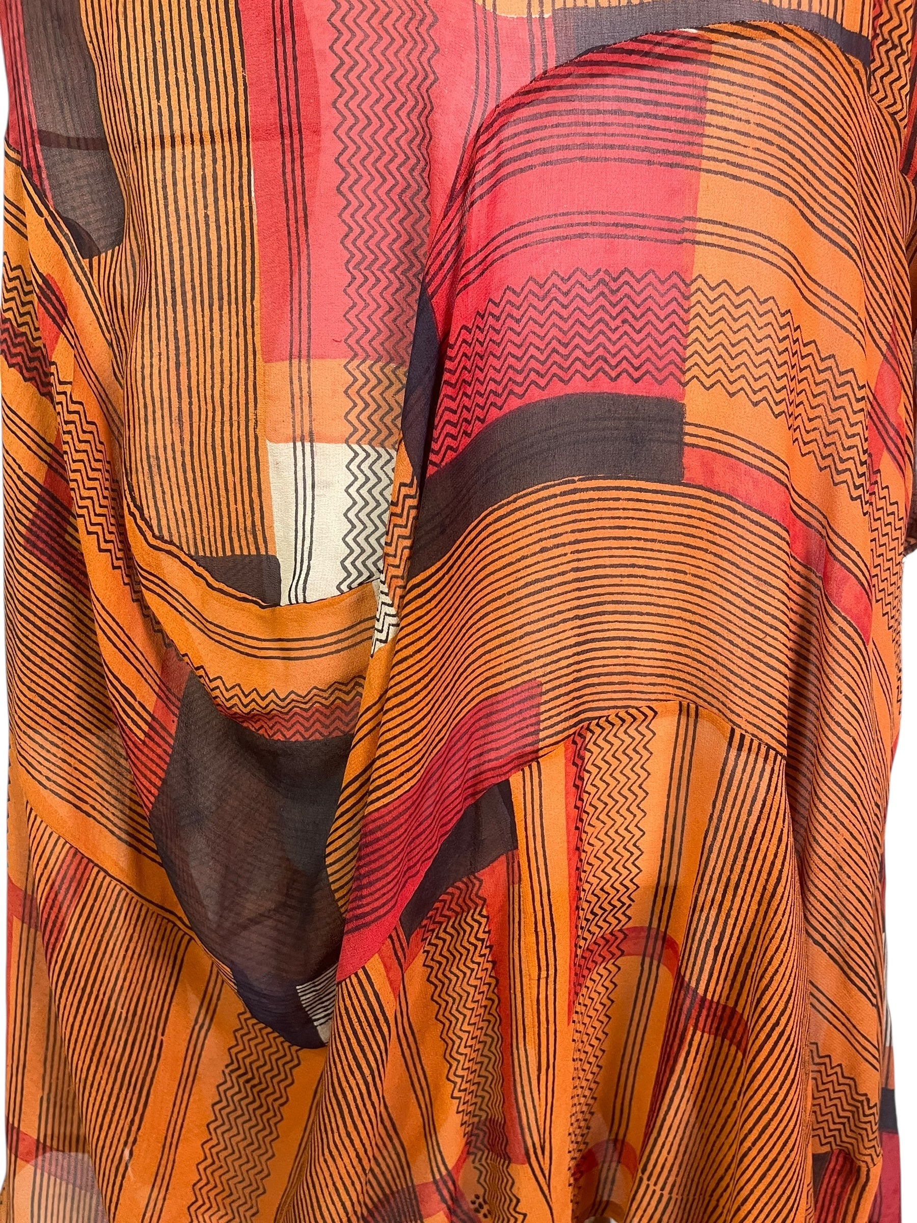 PRG8909 Sheer Wabi Sabi Sculptural Silk Long Tunic Dress by 15 FEBRUARY 2026 – Handmade ethical Sculptural Dress from sariKNOTsari using upcycled silk. Designed in Canada for travel and slow fashion, loved from Toronto to LA to Sydney.