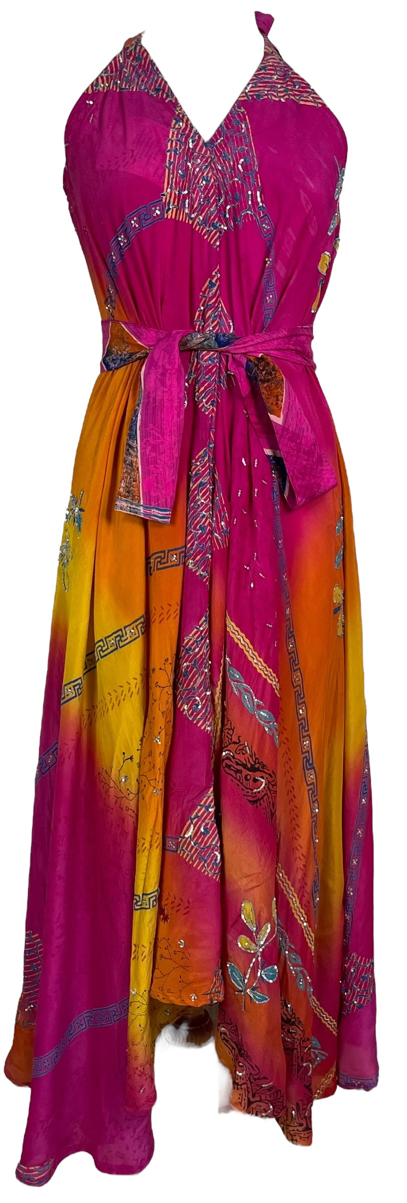 PRC7236 Avatar Pure Silk Maxi Dress with Belt