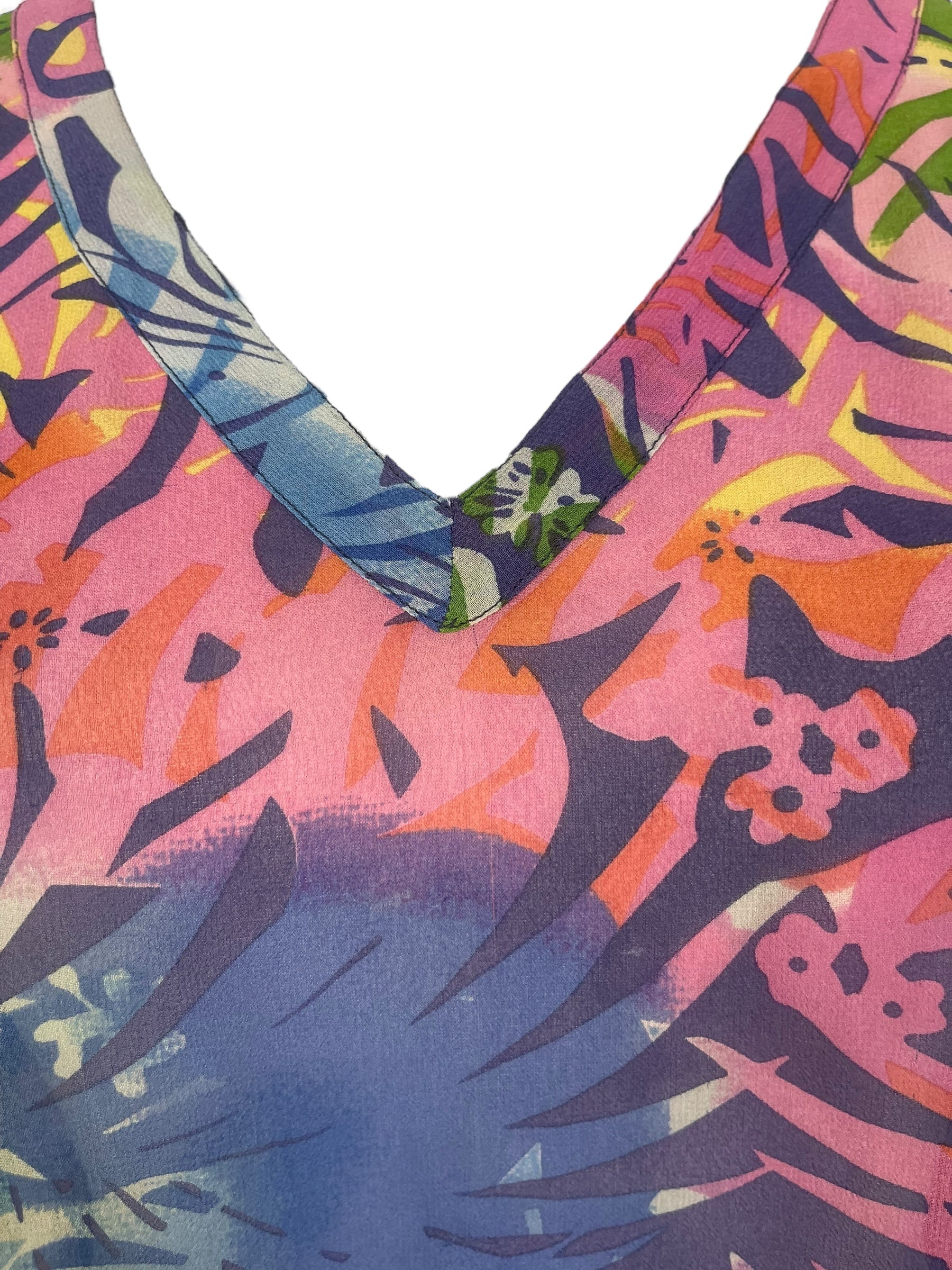 PRG7871 Sheer Avatar Pure Silk Long Tunic with Side Ties