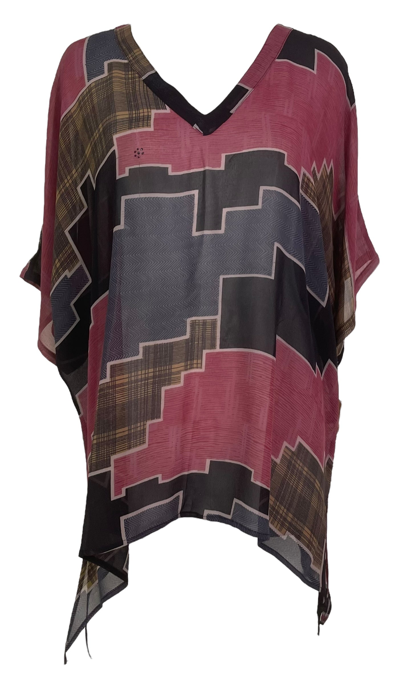 PRG7862 Sheer Wabi Sabi Pure Silk Long Tunic with Side Ties