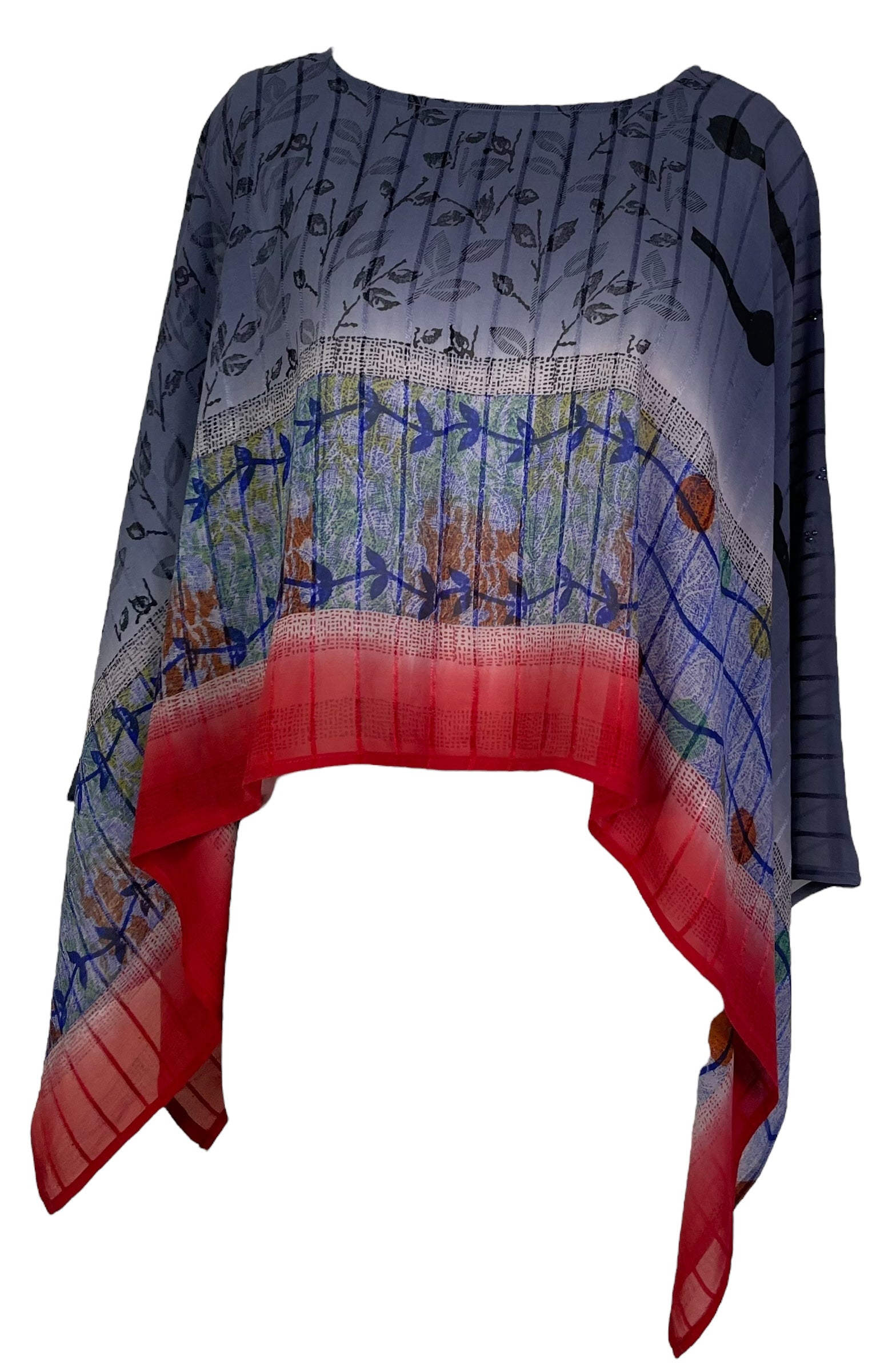 REVOLUTIONHER PRG7345 Sheer Avatar Pure Silk Capelet Poncho