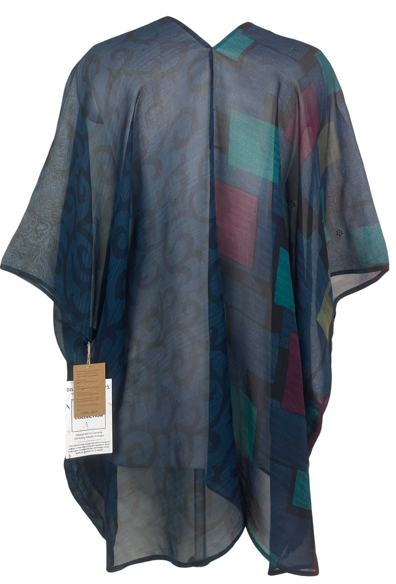 PREVIEW PRG8595 Sheer Wabi Sabi Pure Silk Cardigan by FEBRUARY2026 – Handmade ethical Cardigan from sariKNOTsari using upcycled silk. Designed in Canada for travel and slow fashion, loved from Toronto to LA to Sydney.