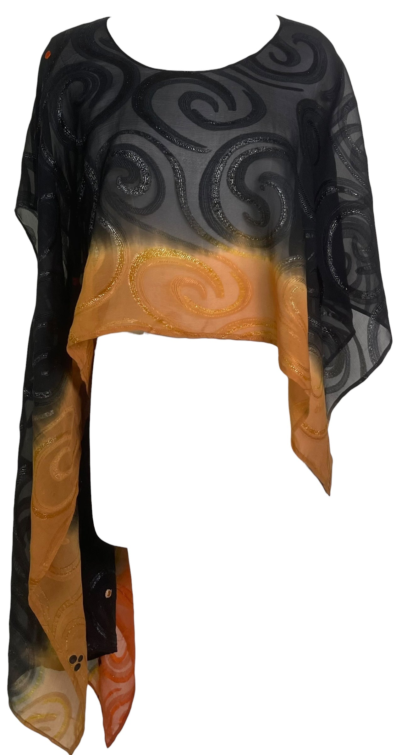 PREVIEW PRG8703 Sheer Avatar Pure Silk Versatile Vest by MARCH2026 – Handmade ethical Vest from sariKNOTsari using upcycled silk. Designed in Canada for travel and slow fashion, loved from Toronto to LA to Sydney. Featuring Zsiska, Bryn Walker and Artisan Leather coats by Rejean Pepin, Pepin designs