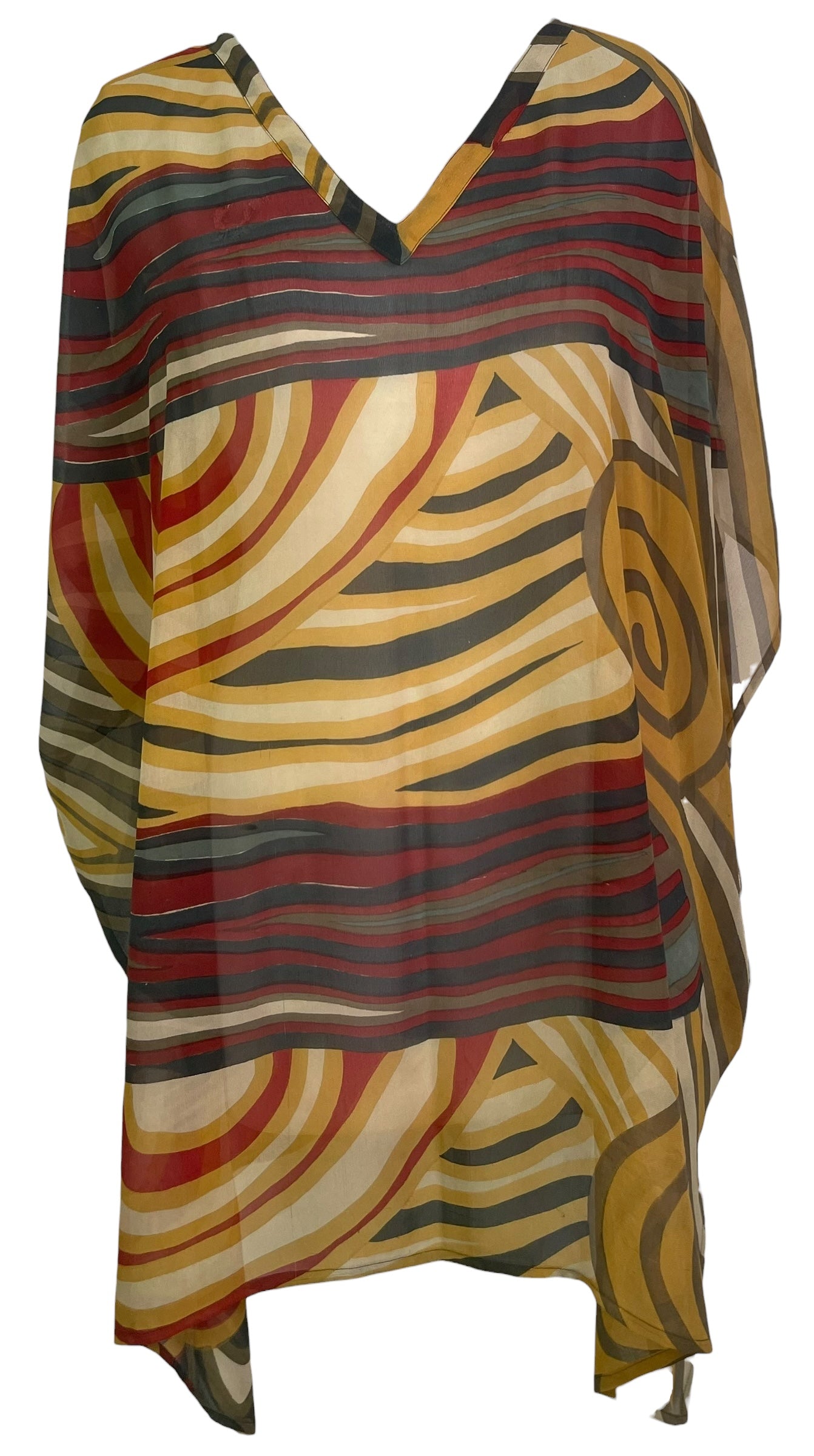 PRG8782 Sheer Wabi Sabi Pure Silk Short Kaftan Tunic With Slits by 15 FEBRUARY 2026 – Handmade ethical Short Kaftan from sariKNOTsari using upcycled silk. Designed in Canada for travel and slow fashion, loved from Toronto to LA to Sydney.