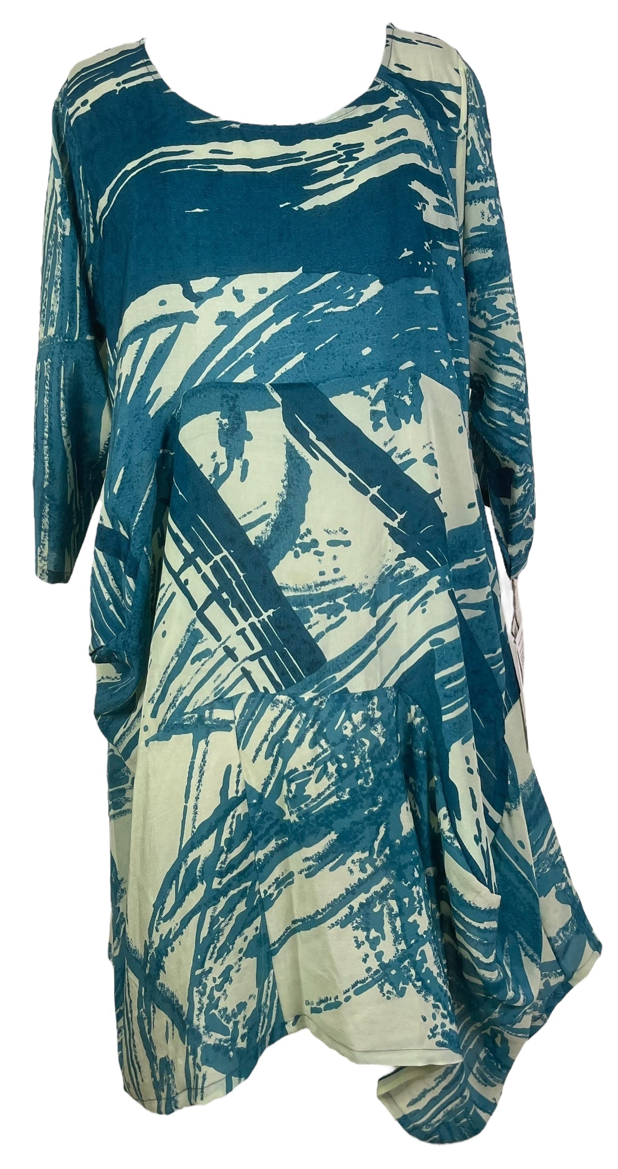 PRC7895 Avatar Pure Silk Sculptural Long Tunic Dress