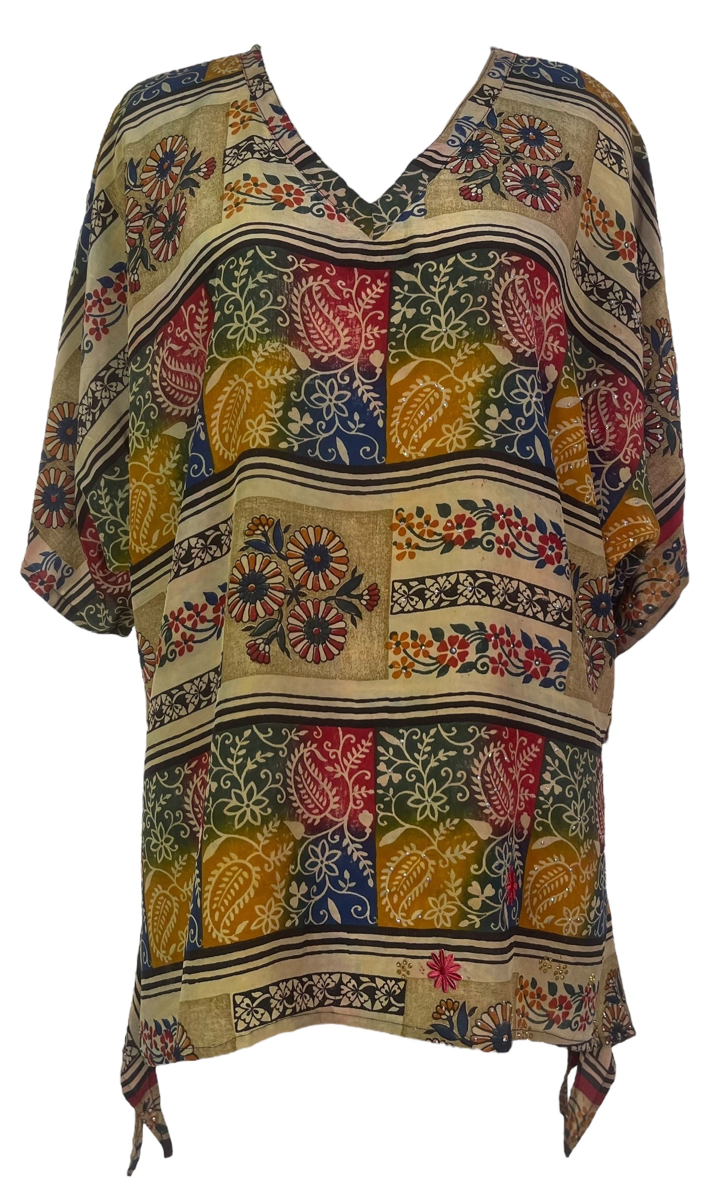 PRC7601 Wabi Sabi Pure Silk Long Tunic with Side Ties