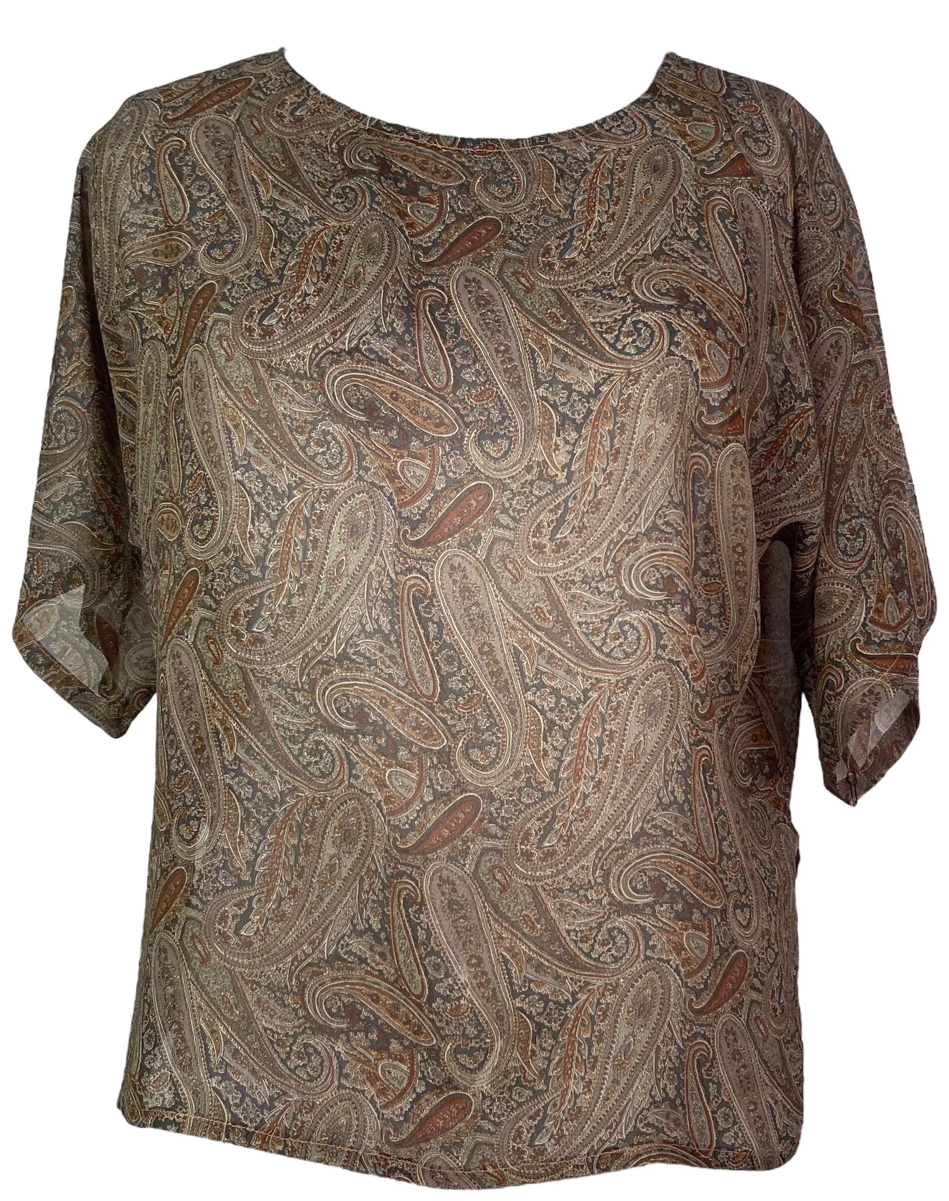 PRG7824 Sheer Avatar Pure Silk Side Slit Top