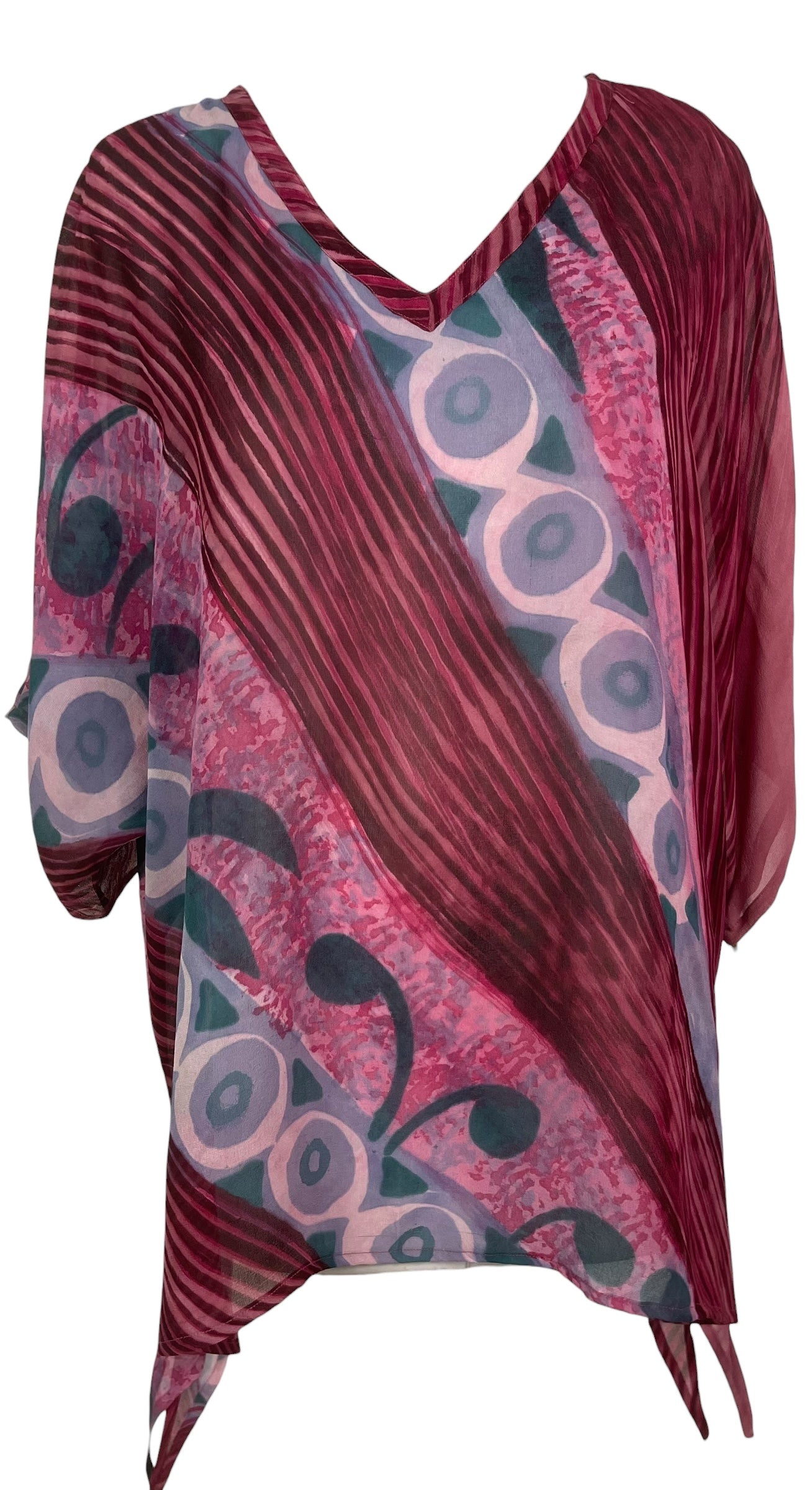 PRG8484 Sheer Wabi Sabi Pure Silk Long Tunic with Side Ties