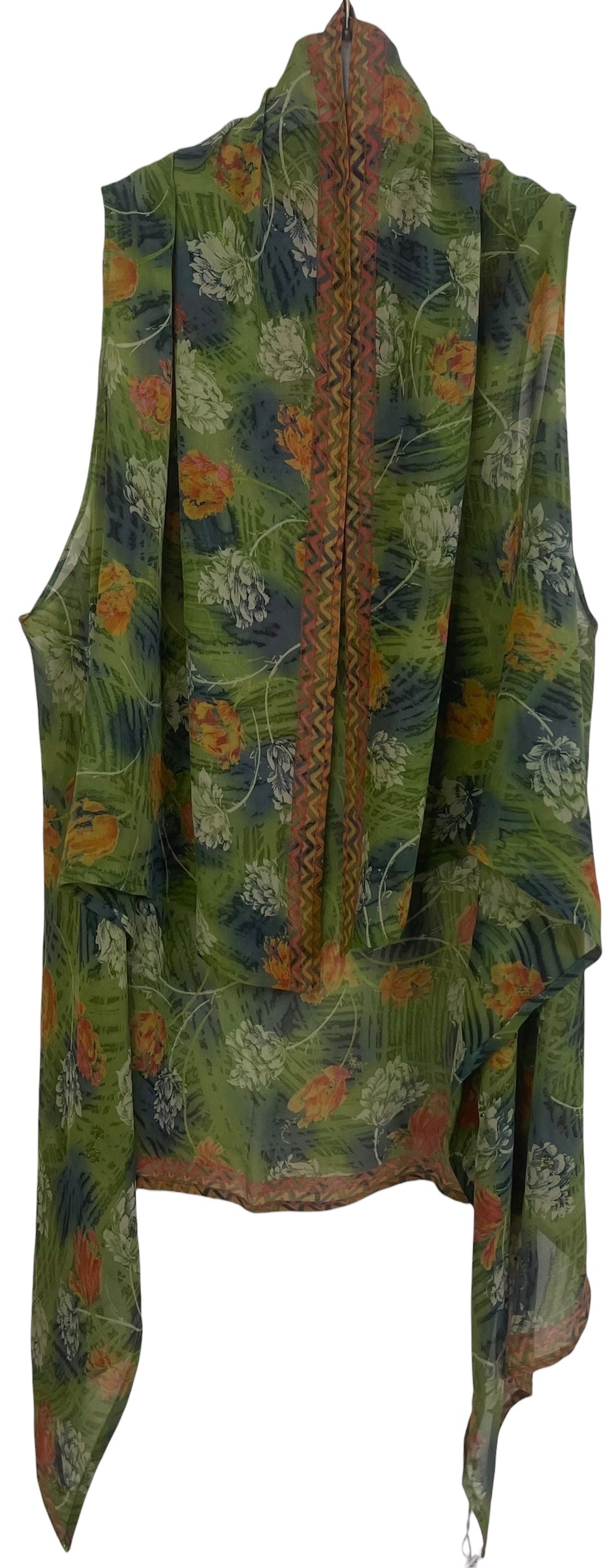 PREVIEW PRG8712 Sheer Avatar Pure Silk Versatile Vest by MARCH2026 – Handmade ethical Vest from sariKNOTsari using upcycled silk. Designed in Canada for travel and slow fashion, loved from Toronto to LA to Sydney. Featuring Zsiska, Bryn Walker and Artisan Leather coats by Rejean Pepin, Pepin designs