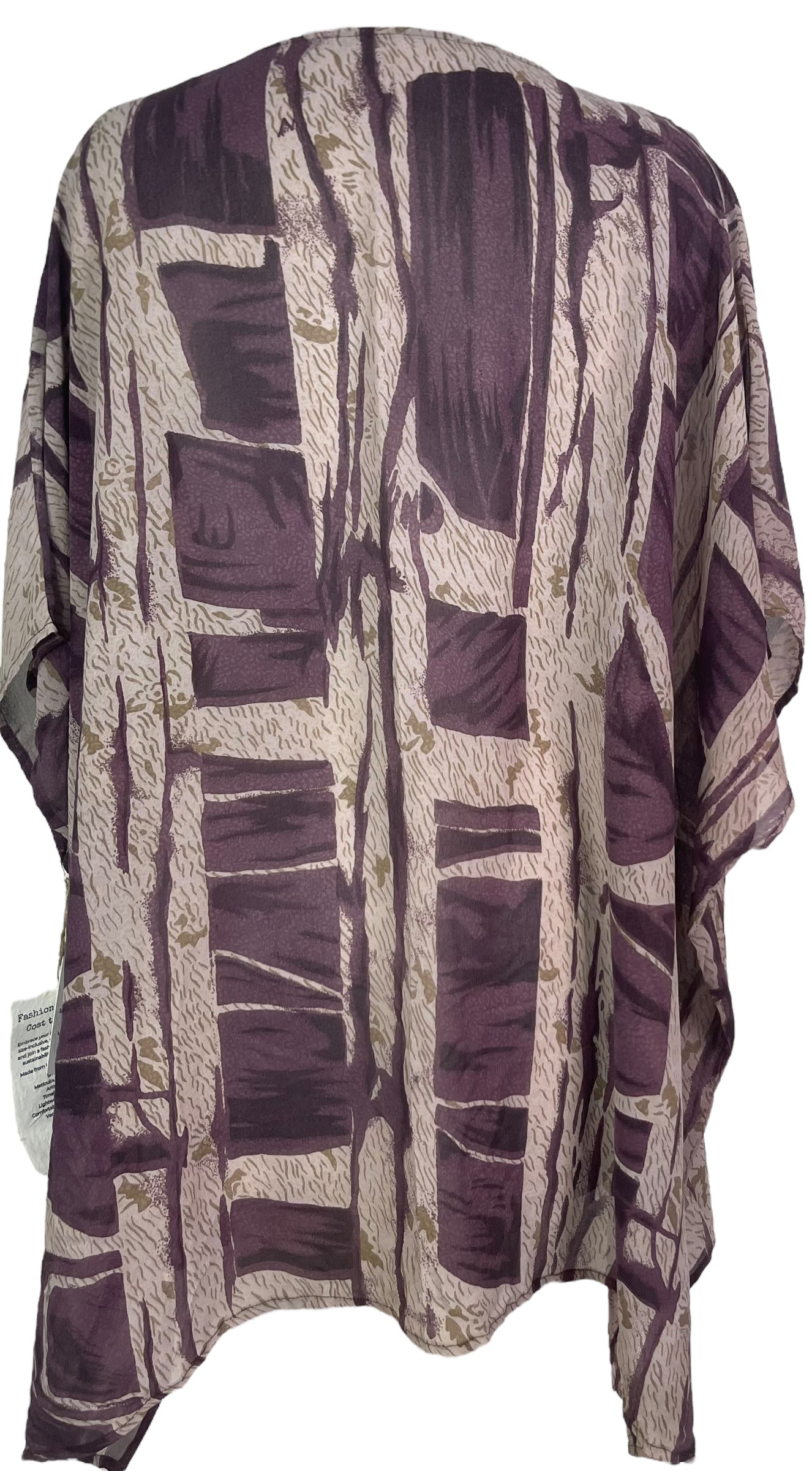 PRG7707 Sheer Wabi Sabi Pure Silk Short Kaftan Tunic with Slits