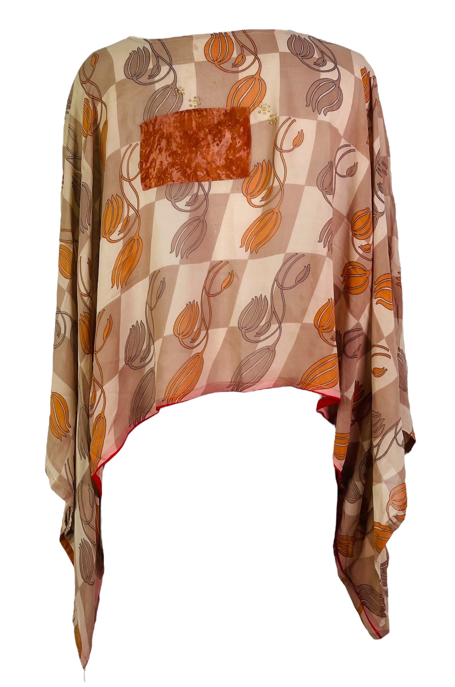 PRG7367 Sheer Wabi Sabi Pure Silk Kimono-Sleeved Top