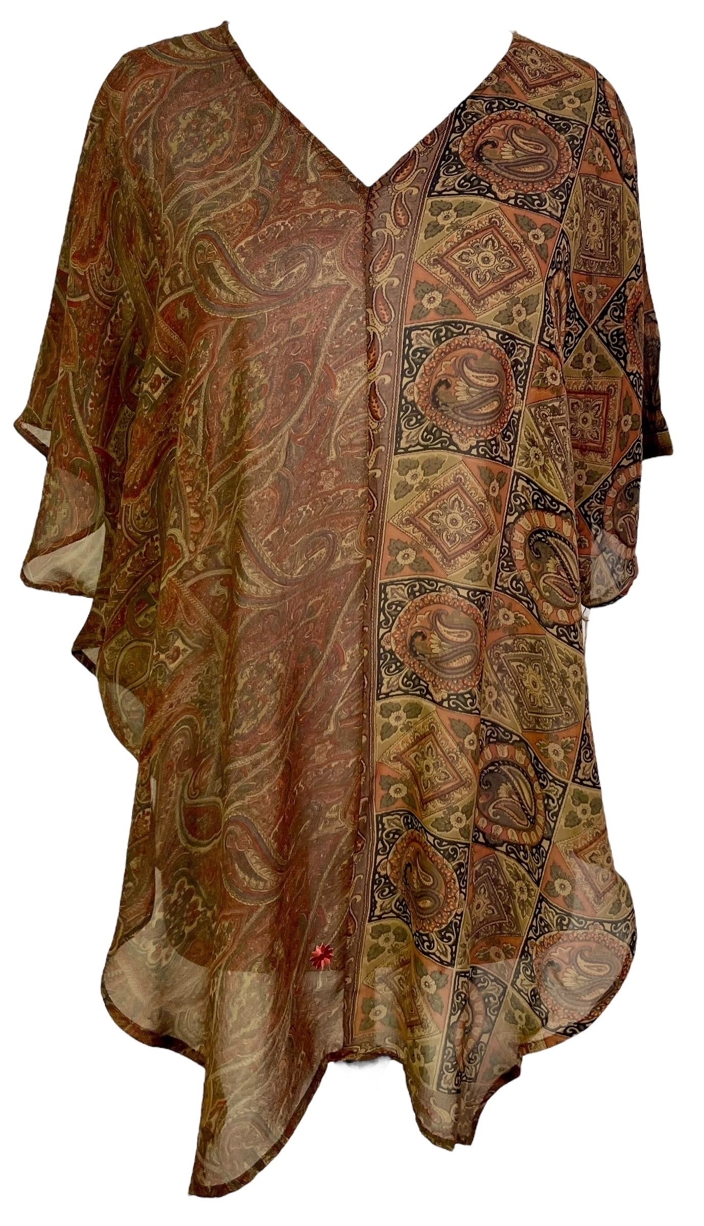 PRG7093 Sheer Avatar Pure Silk Waterfall Top