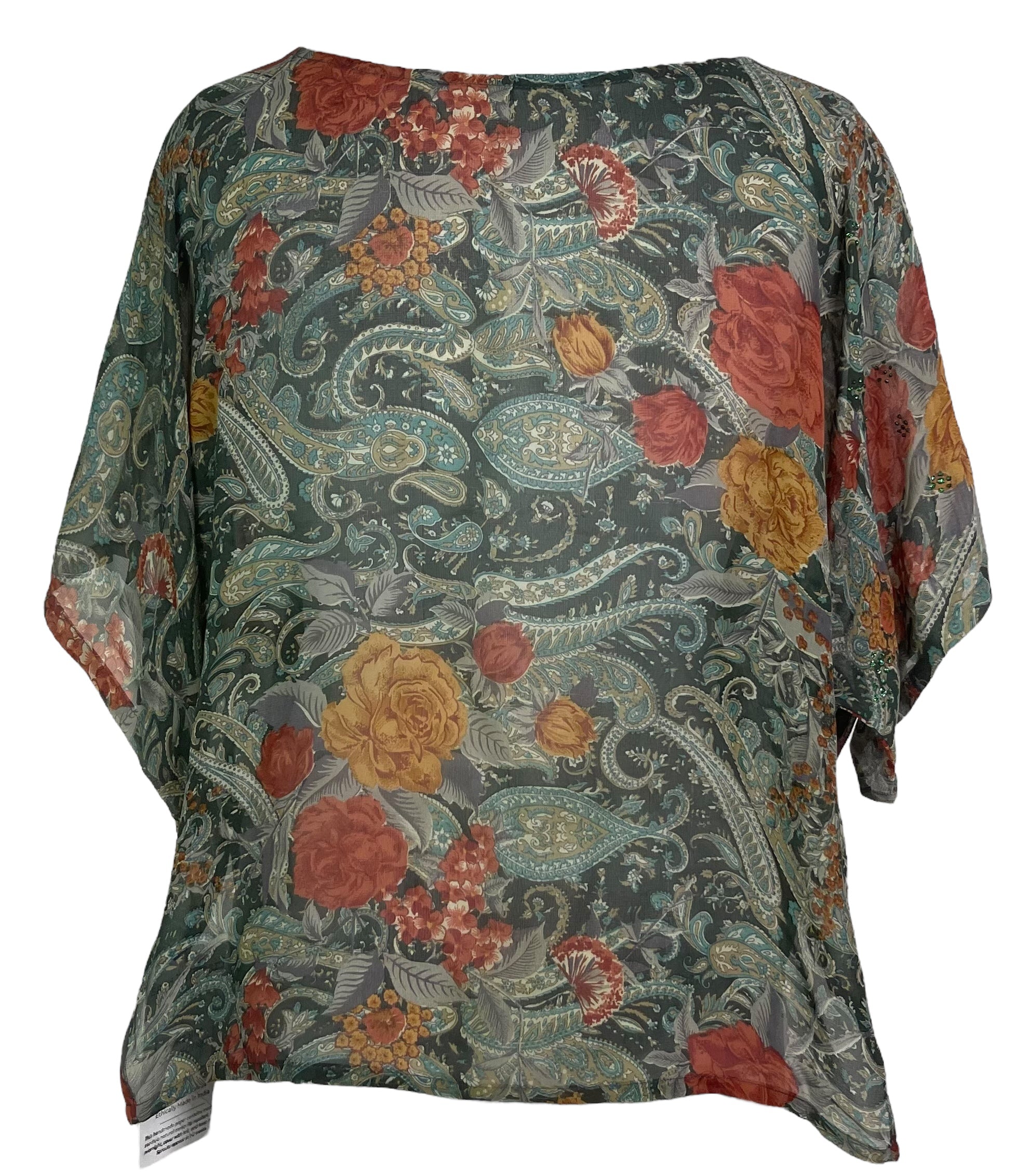 PRG7876 Sheer Avatar Pure Silk Side Slit Top