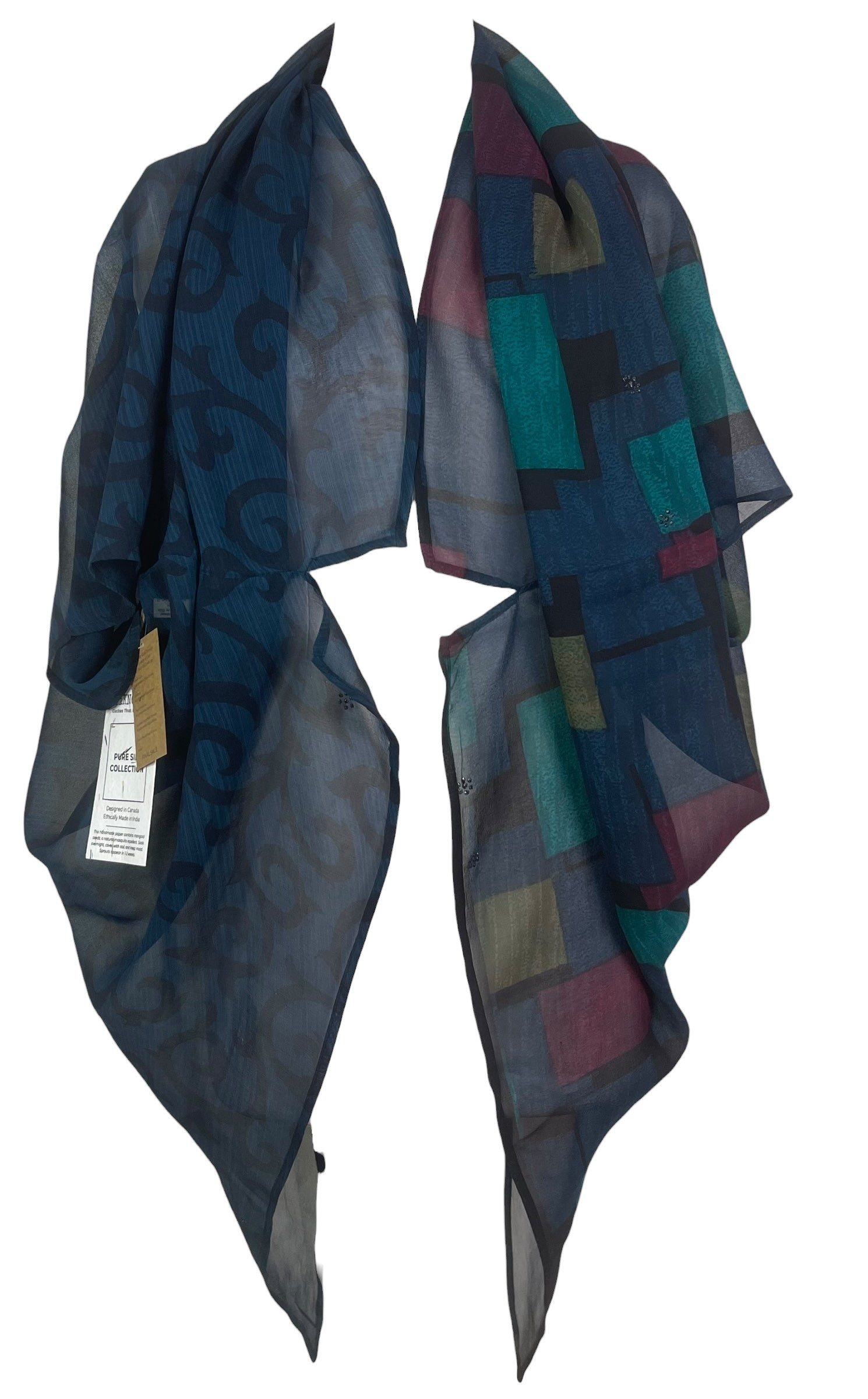 PREVIEW PRG8595 Sheer Wabi Sabi Pure Silk Cardigan by FEBRUARY2026 – Handmade ethical Cardigan from sariKNOTsari using upcycled silk. Designed in Canada for travel and slow fashion, loved from Toronto to LA to Sydney.