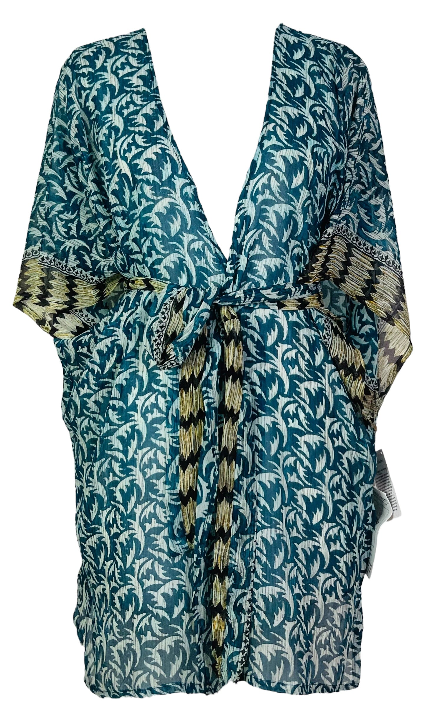 PRG7490 Sheer Avatar Pure Silk Kimono-Sleeved Jacket with Belt