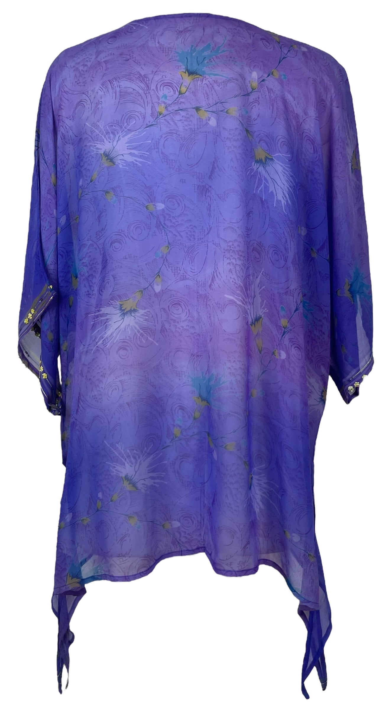 PRG7625 Sheer Avatar Pure Silk Long Tunic with Side Ties
