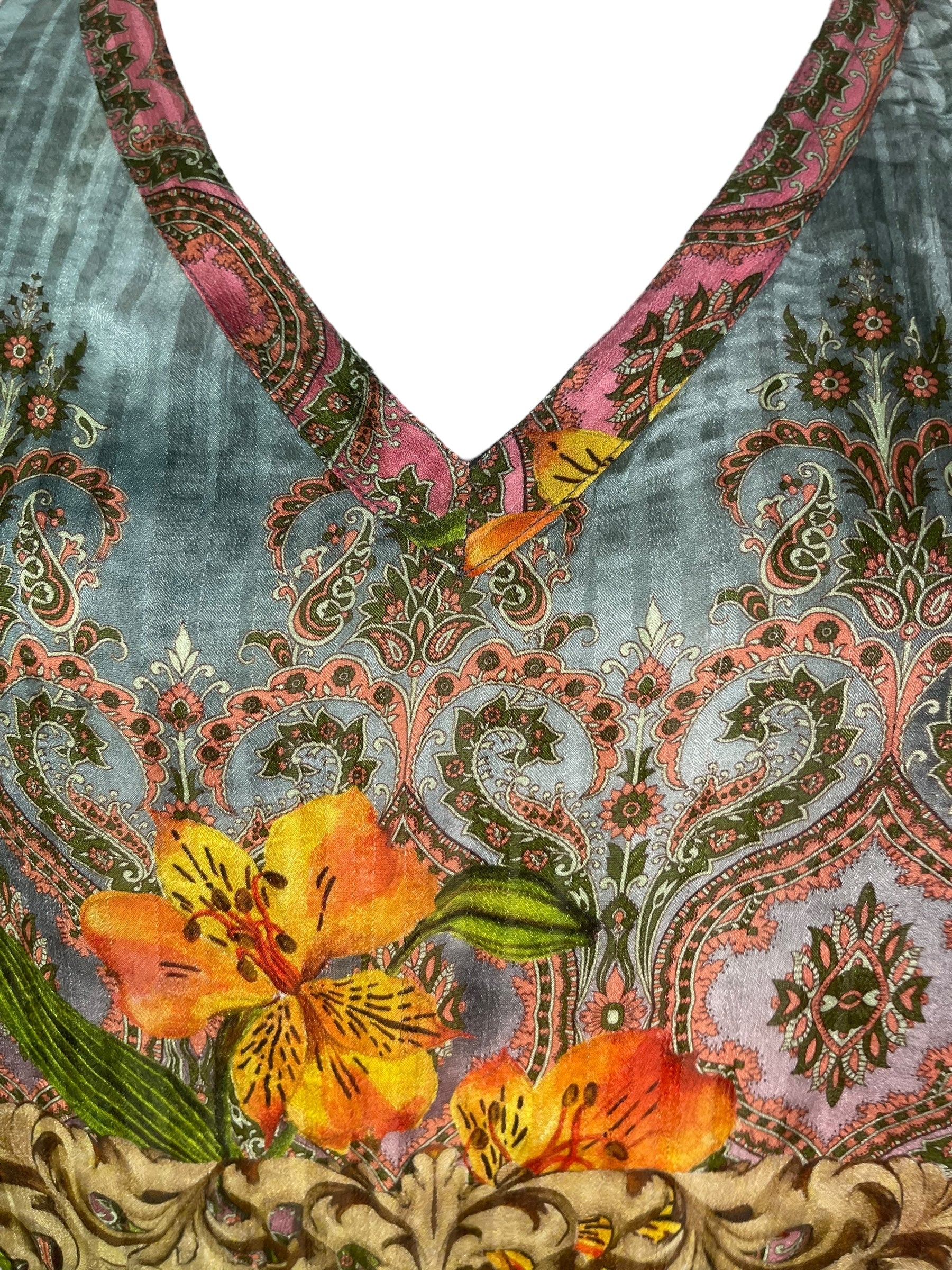 PRG8031 Sheer Avatar Pure Silk Short Kaftan Tunic with Slits