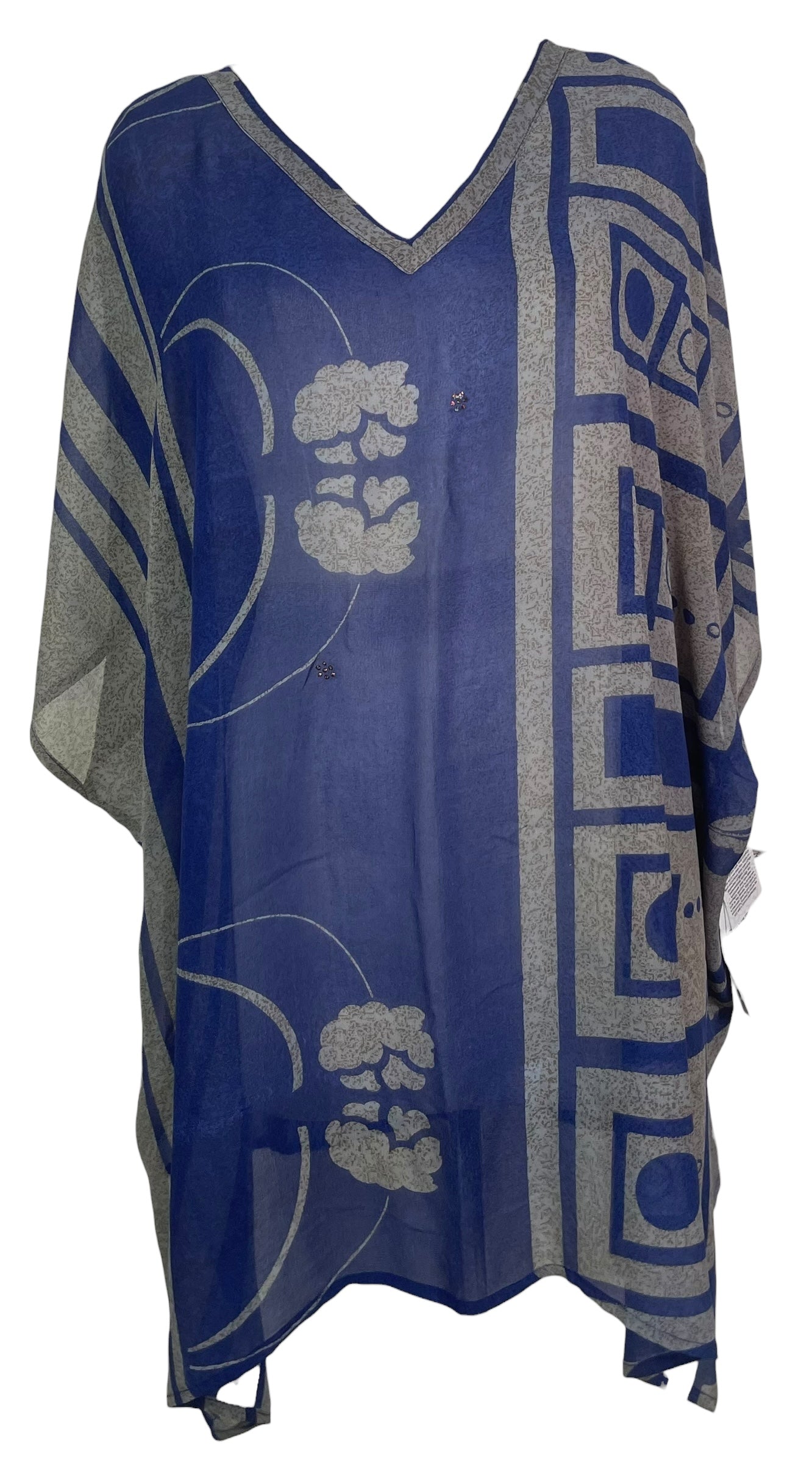 PREVIEW PRG8485 Sheer Avatar Pure Silk Short Kaftan Tunic with Slits by FEBRUARY2026 – Handmade ethical Short Kaftan from sariKNOTsari using upcycled silk. Designed in Canada for travel and slow fashion, loved from Toronto to LA to Sydney.