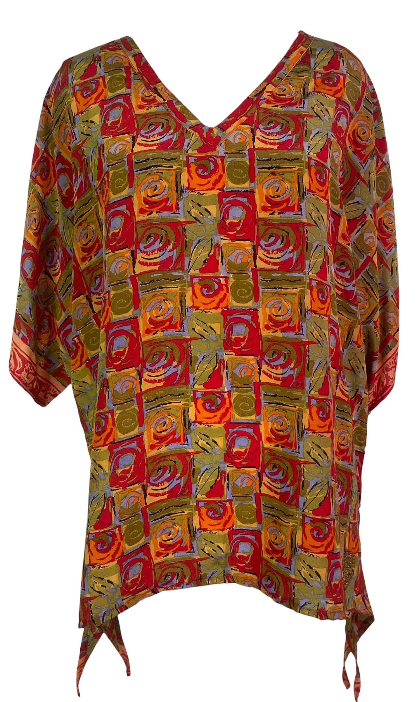 PRC8468 Avatar Pure Silk Long Tunic with Side Ties