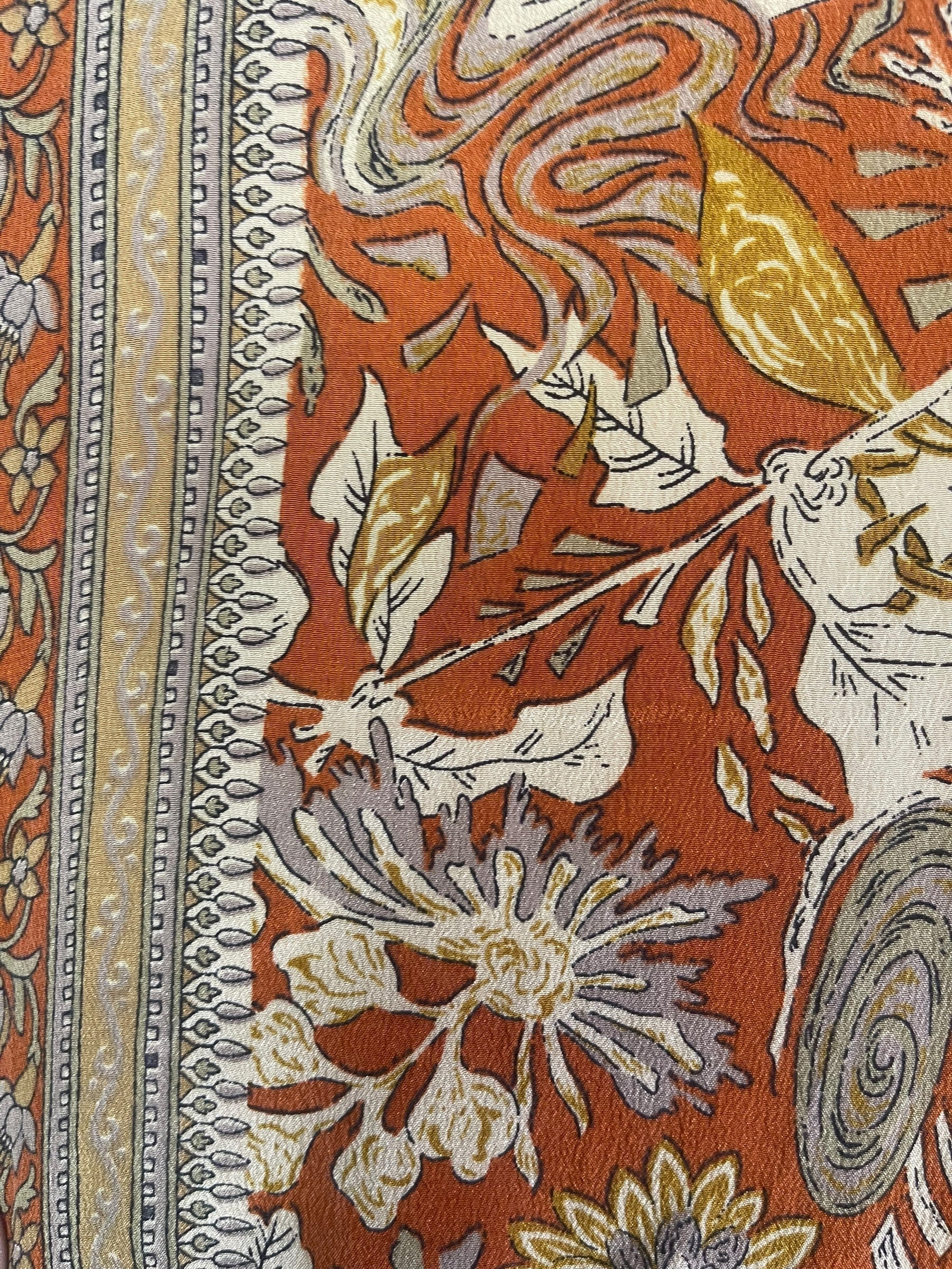 PRC8884 Avatar Long Pure Silk Kimono Sleeved Duster with Belt