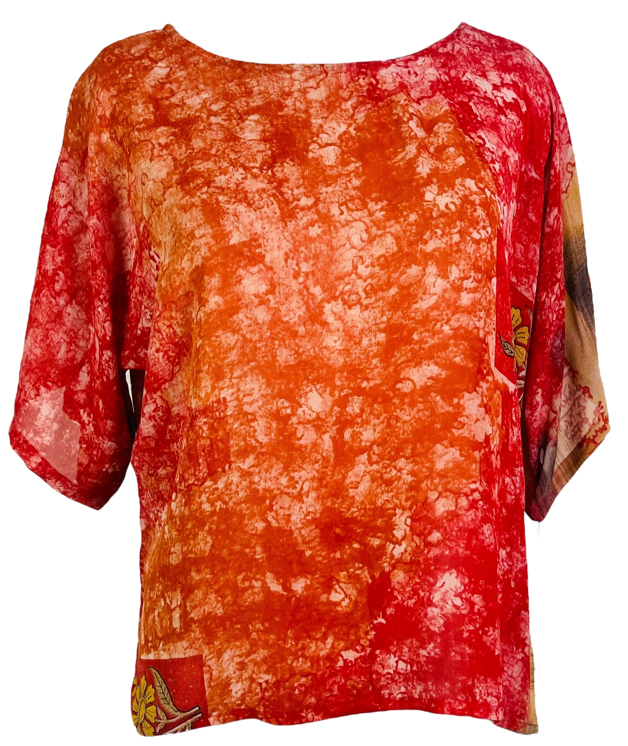 PRG7258 Sheer Avatar Pure Silk Side Slit Top