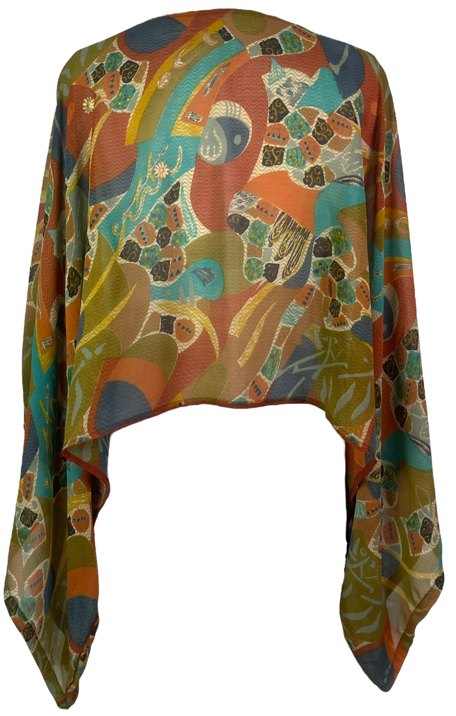 PRG8232 Sheer Wabi Sabi Pure Silk Kimono-Sleeved Top