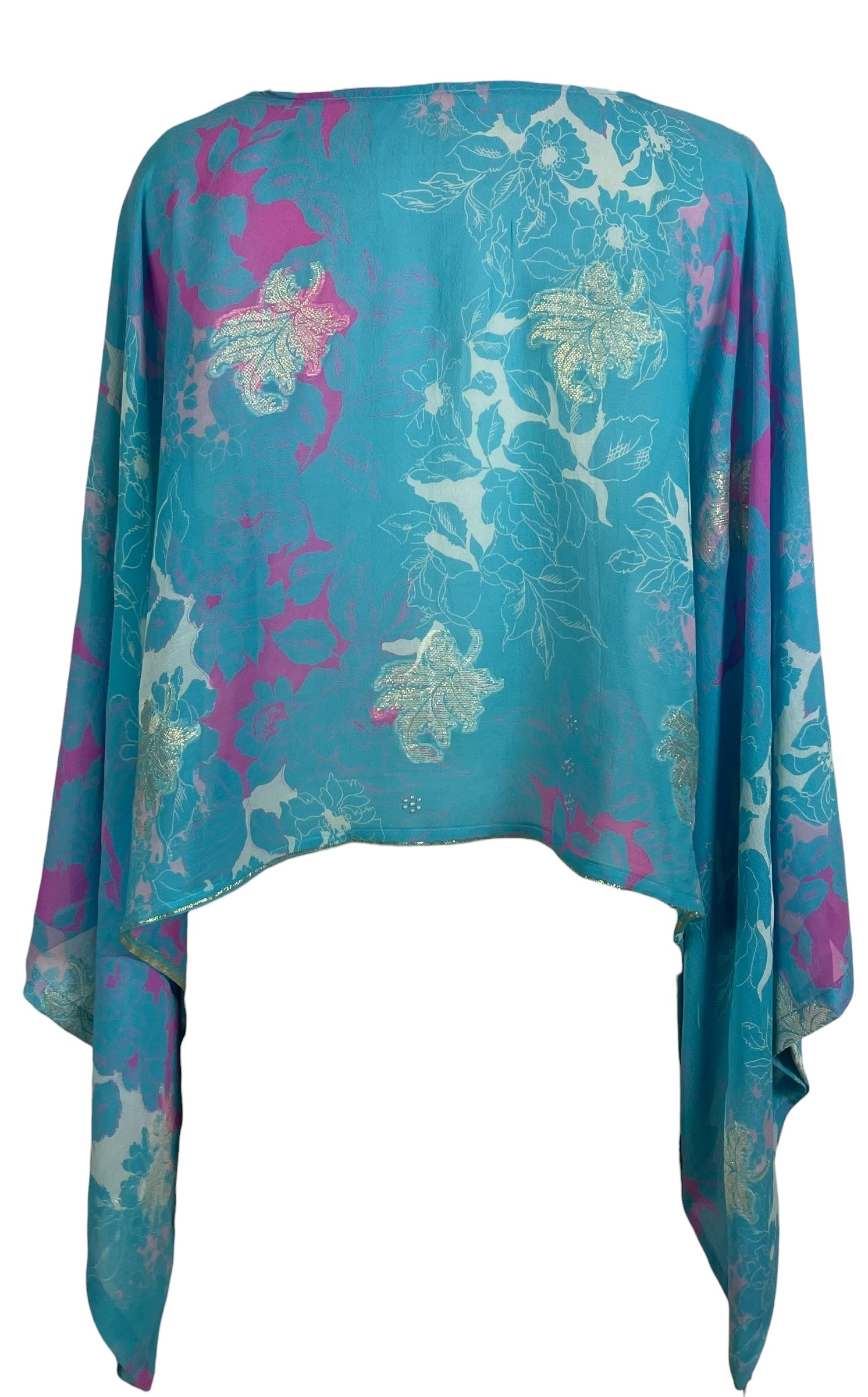 PREVIEW PRG8774 Sheer Avatar Pure Silk Kimono-Sleeved Top by MARCH2026 – Handmade ethical Kimono Top from sariKNOTsari using upcycled silk. Designed in Canada for travel and slow fashion, loved from Toronto to LA to Sydney. Featuring Zsiska, Bryn Walker and Artisan Leather coats by Rejean Pepin, Pepin designs