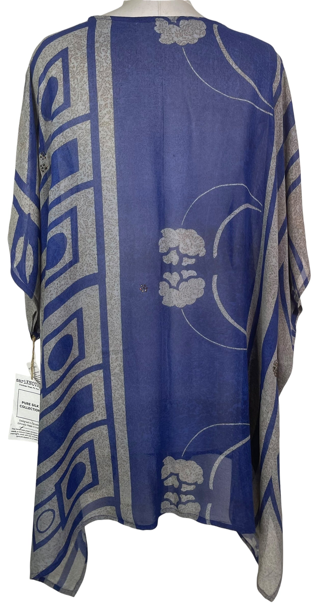 PREVIEW PRG8485 Sheer Avatar Pure Silk Short Kaftan Tunic with Slits by FEBRUARY2026 – Handmade ethical Short Kaftan from sariKNOTsari using upcycled silk. Designed in Canada for travel and slow fashion, loved from Toronto to LA to Sydney.