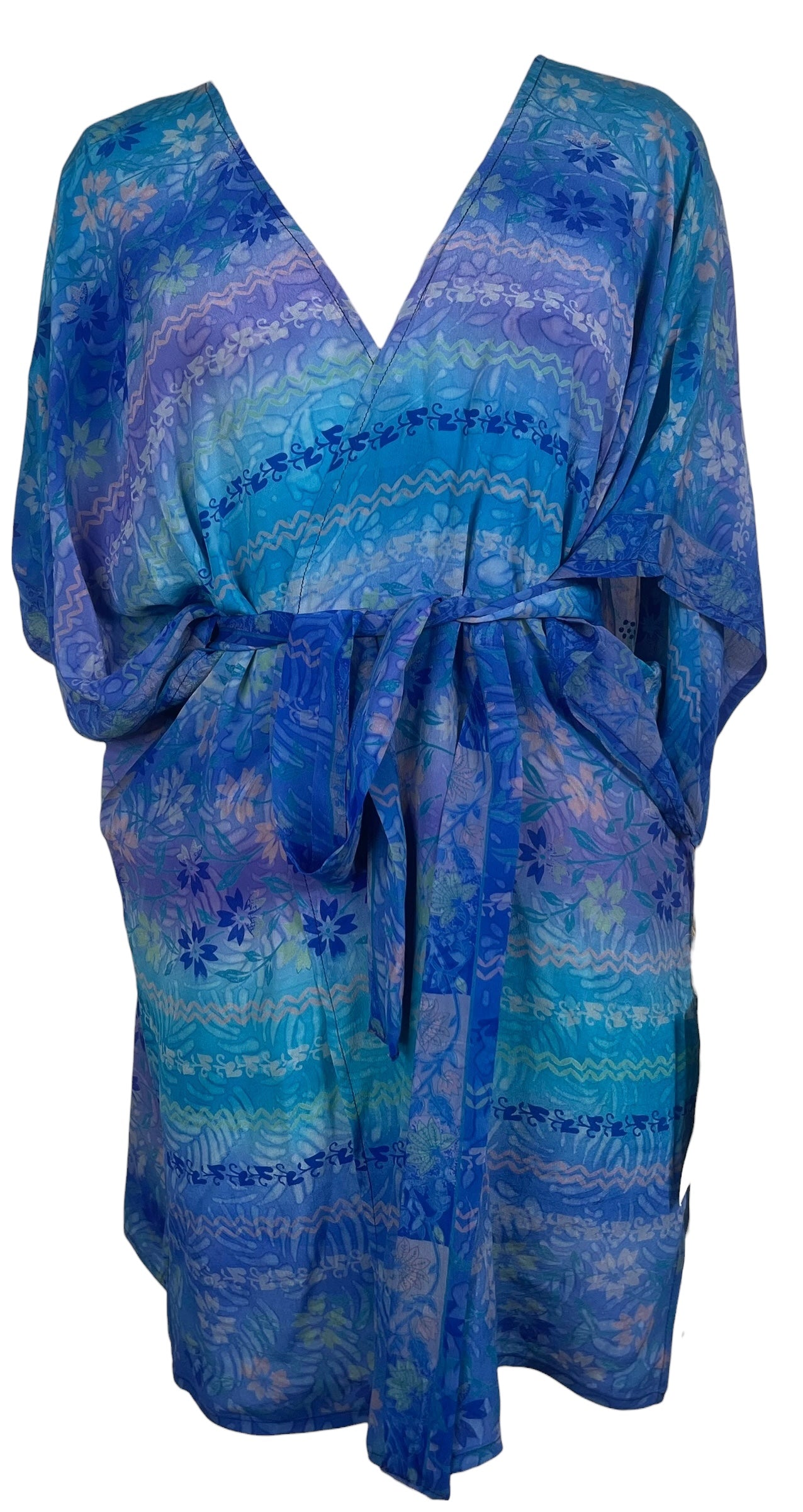 PREVIEW PRC8510 Avatar Pure Silk Kimono-Sleeved Jacket with Belt by MARCH2026 – Handmade ethical Short Kimono from sariKNOTsari using upcycled silk. Designed in Canada for travel and slow fashion, loved from Toronto to LA to Sydney. Featuring Zsiska, Bryn Walker and Artisan Leather coats by Rejean Pepin, Pepin designs