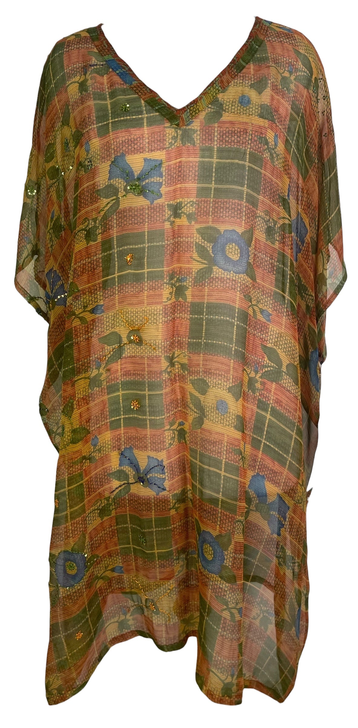 PRG8780 Sheer Avatar Pure Silk Midi Length Kaftan