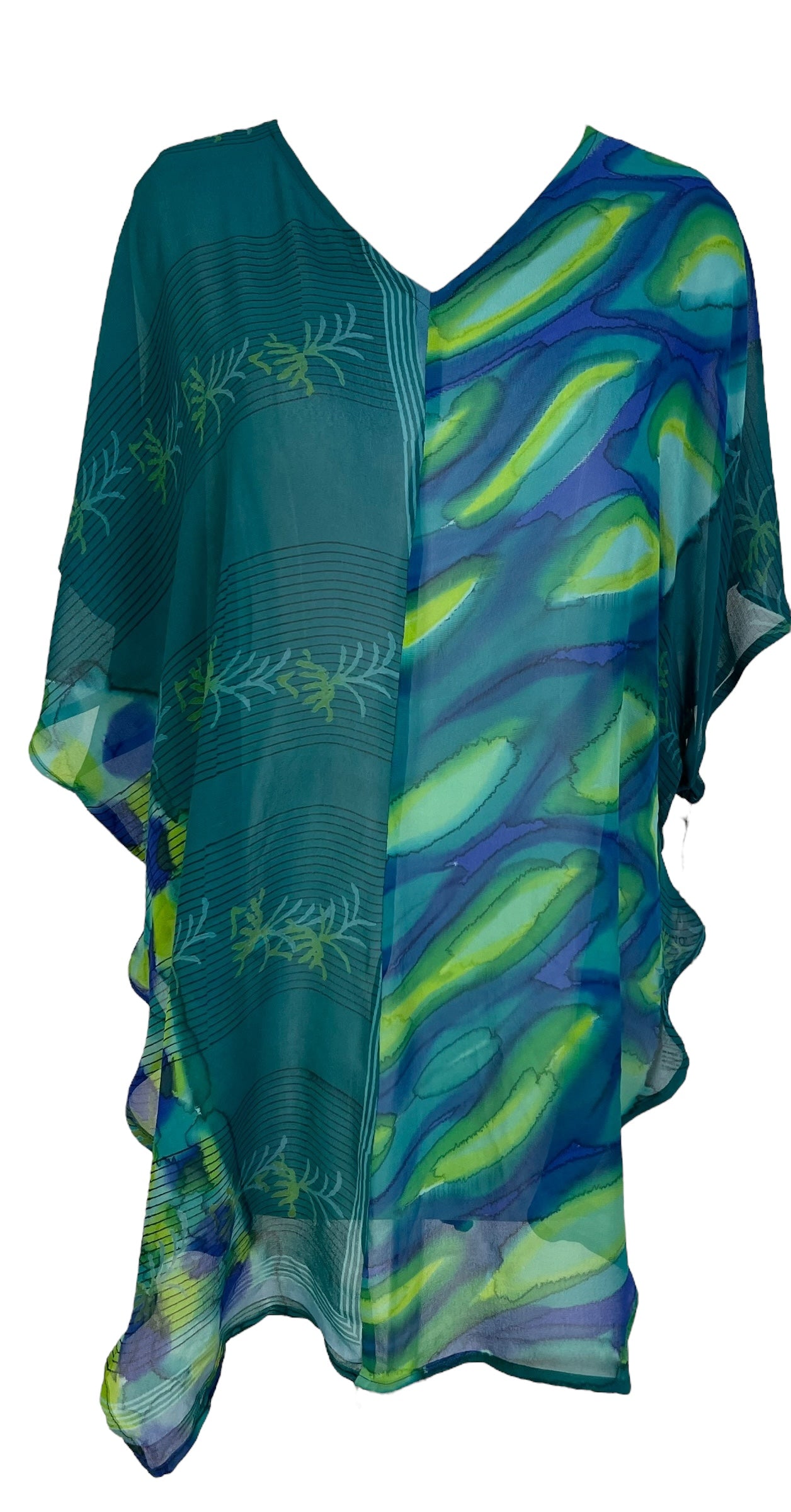 PRG7261 Sheer Avatar Pure Silk Waterfall Top