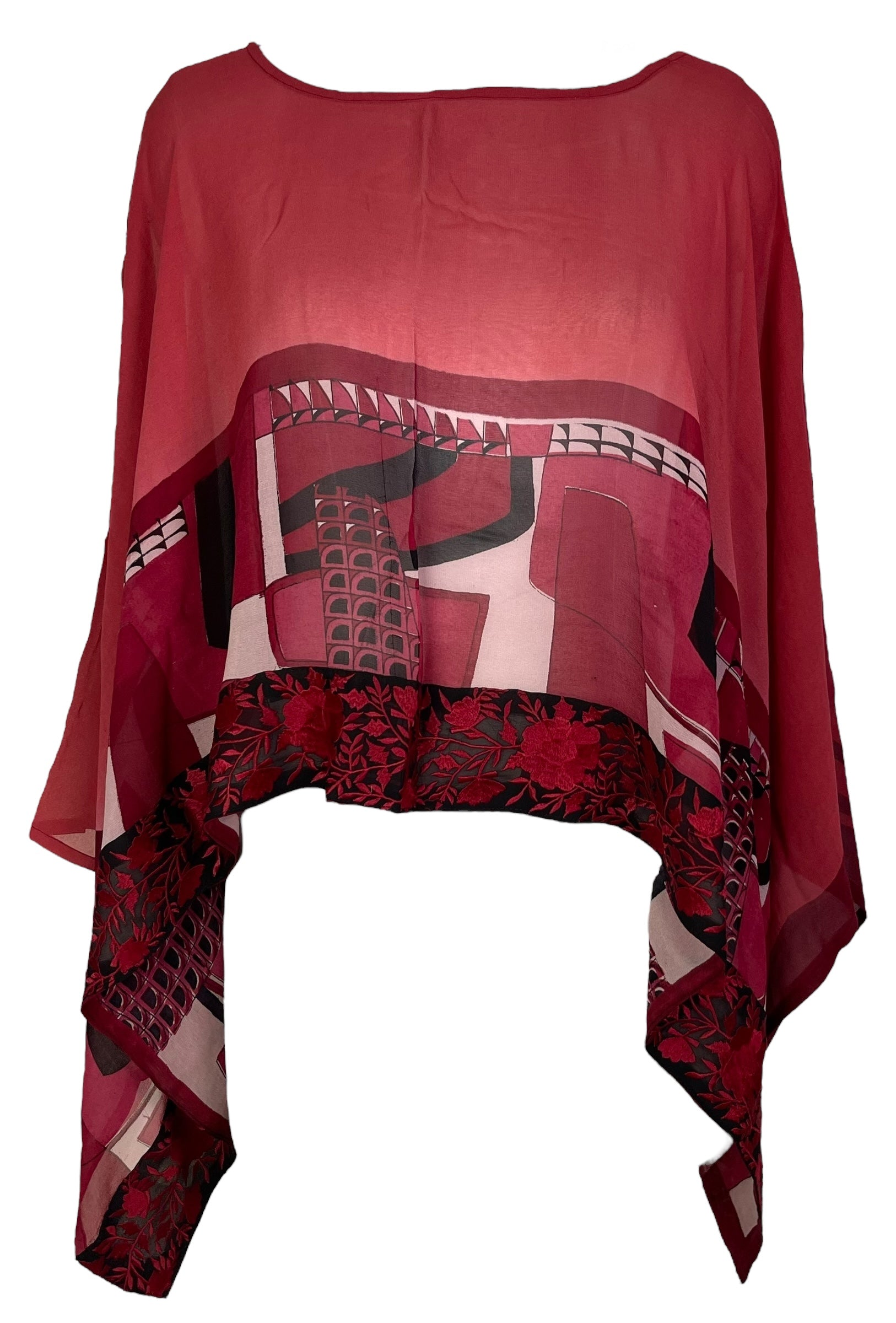 PRG7139 Sheer Avatar Pure Silk Capelet Poncho