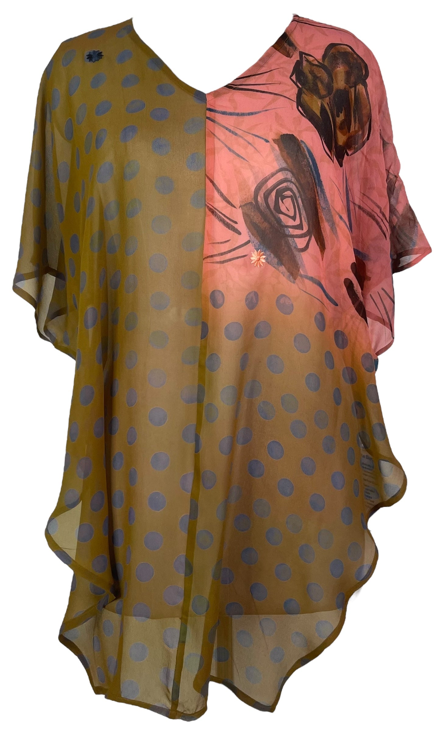 PRG7567 Sheer Avatar Pure Silk Waterfall Top