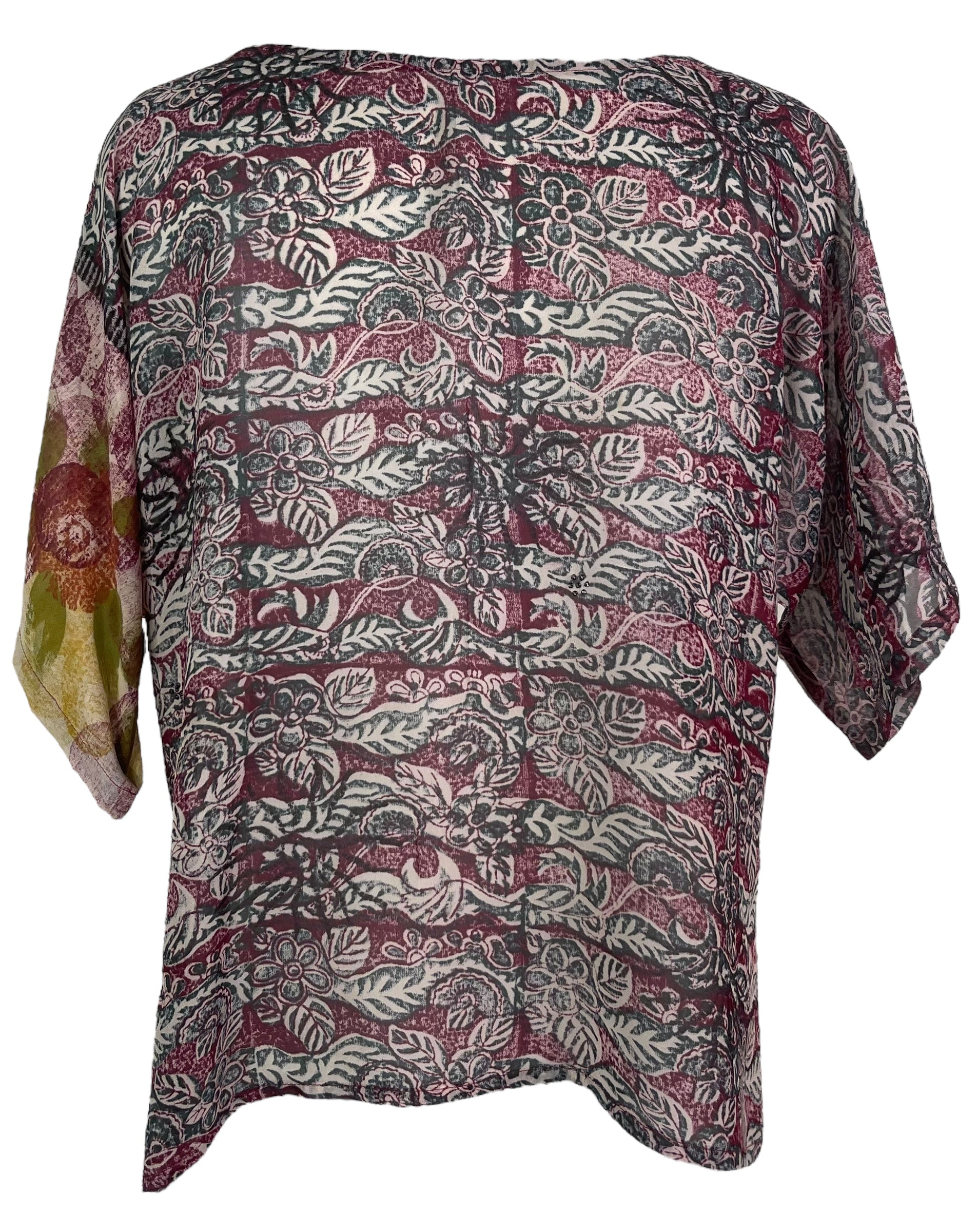 PRG8118 Sheer Avatar Pure Silk Side Slit Top