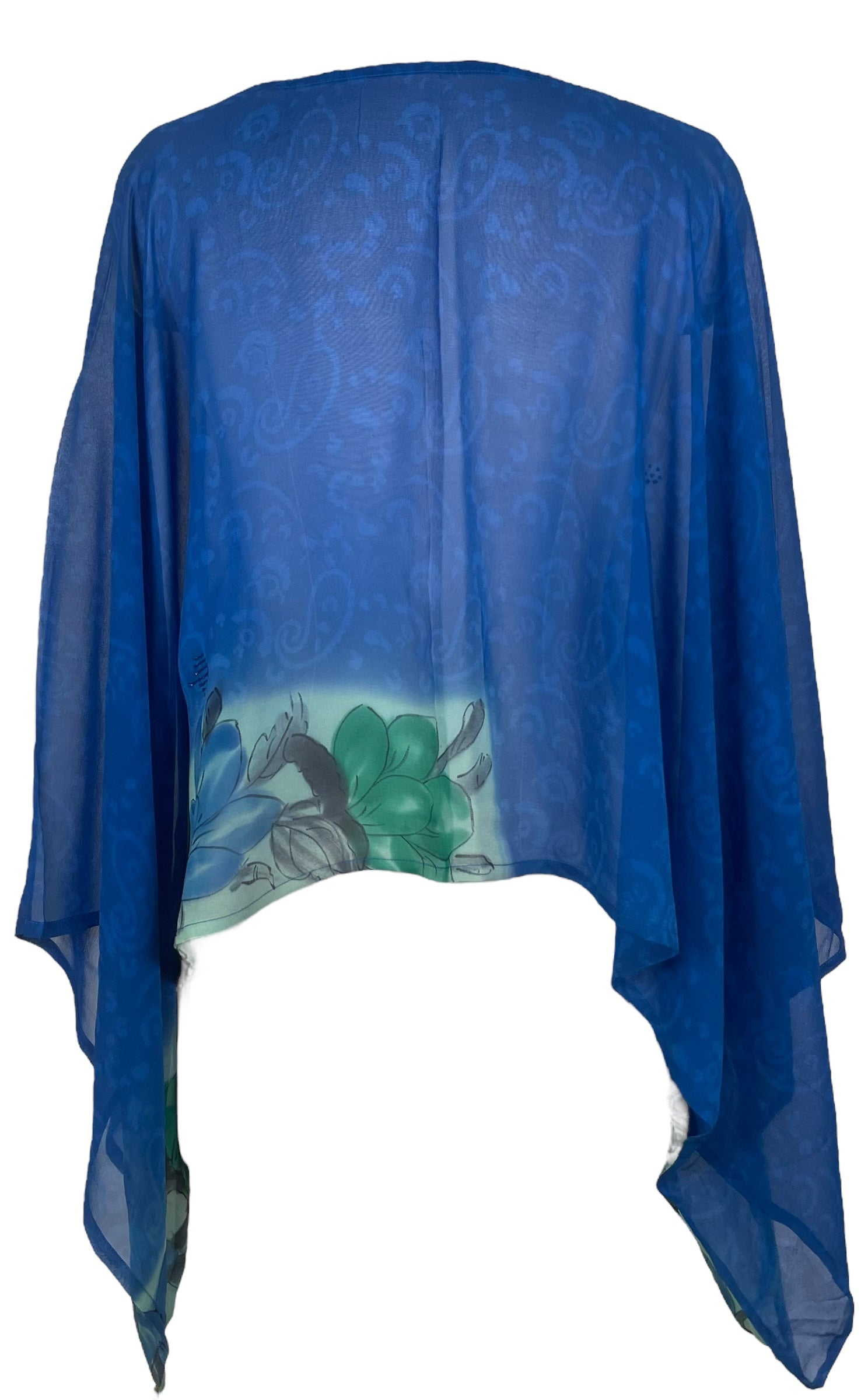 PRG7578 Sheer Avatar Pure Silk Kimono-Sleeved Top by sariKNOTsari – Handmade ethical Kimono Top from sariKNOTsari using upcycled silk. Designed in Canada for travel and slow fashion, loved from Toronto to LA to Sydney.