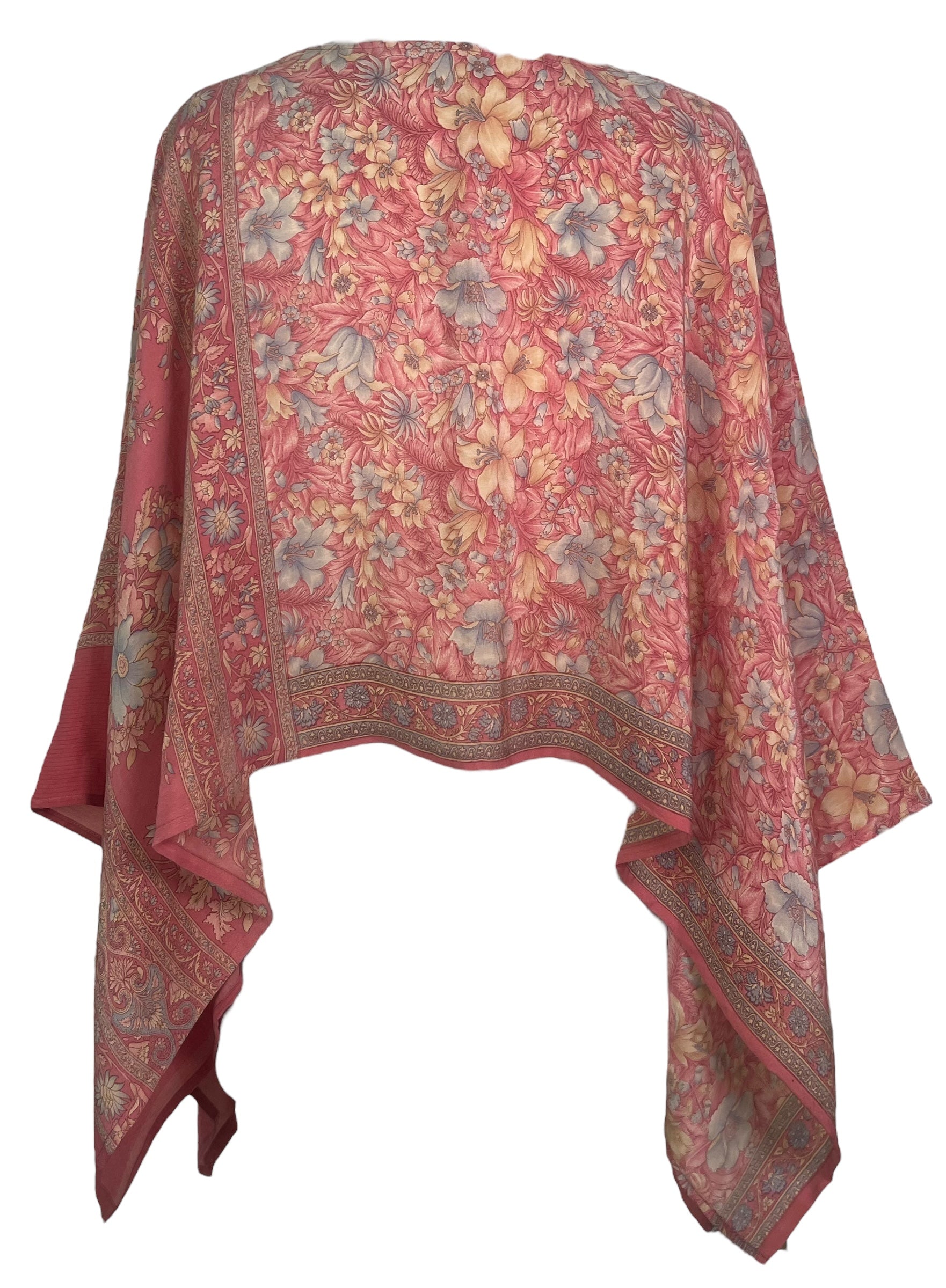 PREVIEW PRC7854 Pure Silk Wabi Sabi Capelet Poncho by DECEMBER2025 – Handmade ethical Poncho from sariKNOTsari using upcycled silk. Designed in Canada for travel and slow fashion, loved from Toronto to LA to Sydney.