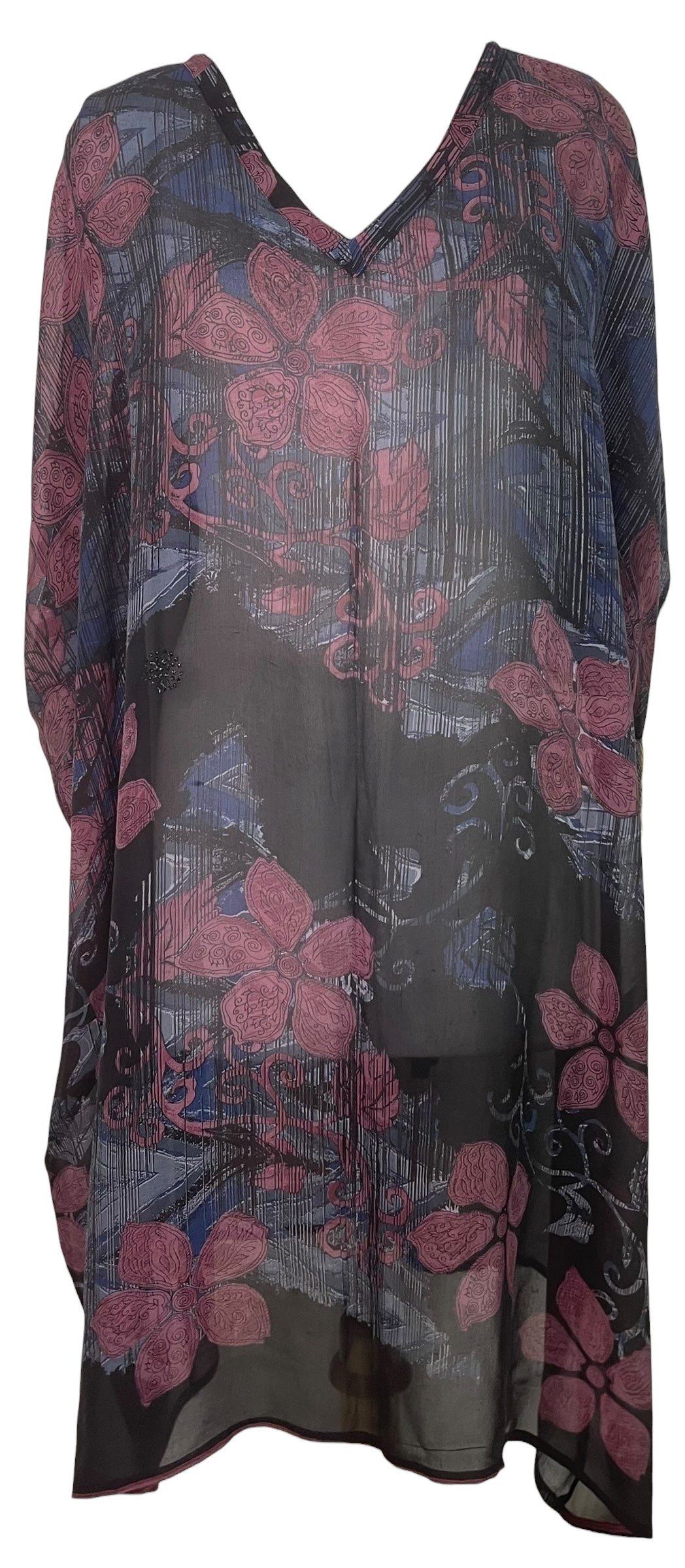 PREVIEW PRG8572 Sheer Avatar Pure Silk Midi Length Kaftan by MARCH2026 – Handmade ethical Midi Length Kaftan from sariKNOTsari using upcycled silk. Designed in Canada for travel and slow fashion, loved from Toronto to LA to Sydney. Featuring Zsiska, Bryn Walker and Artisan Leather coats by Rejean Pepin, Pepin designs