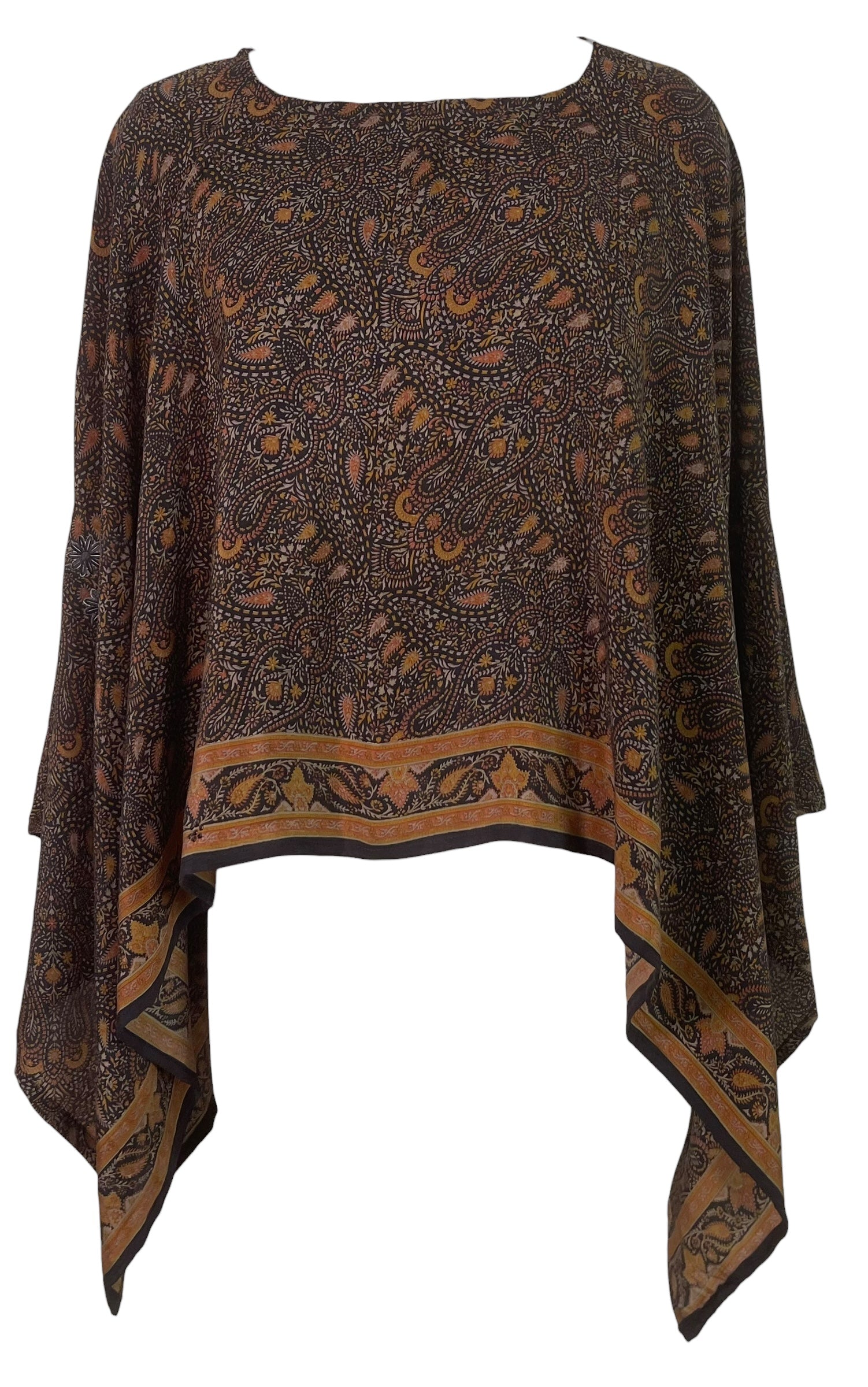 PREVIEW PRC8686 Avatar Pure Silk Capelet Poncho by MARCH2026 – Handmade ethical Poncho from sariKNOTsari using upcycled silk. Designed in Canada for travel and slow fashion, loved from Toronto to LA to Sydney.