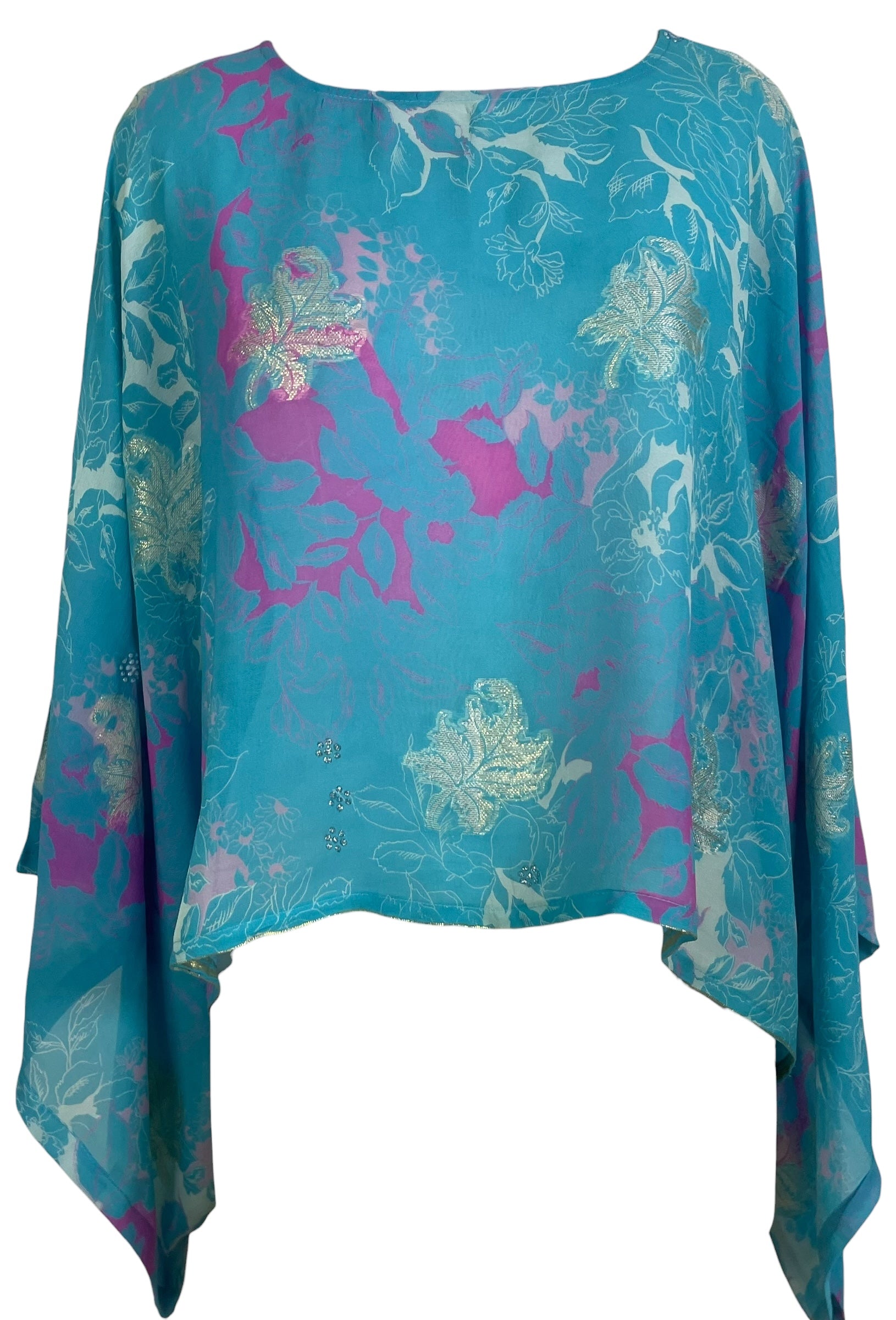 PREVIEW PRG8774 Sheer Avatar Pure Silk Kimono-Sleeved Top by MARCH2026 – Handmade ethical Kimono Top from sariKNOTsari using upcycled silk. Designed in Canada for travel and slow fashion, loved from Toronto to LA to Sydney. Featuring Zsiska, Bryn Walker and Artisan Leather coats by Rejean Pepin, Pepin designs