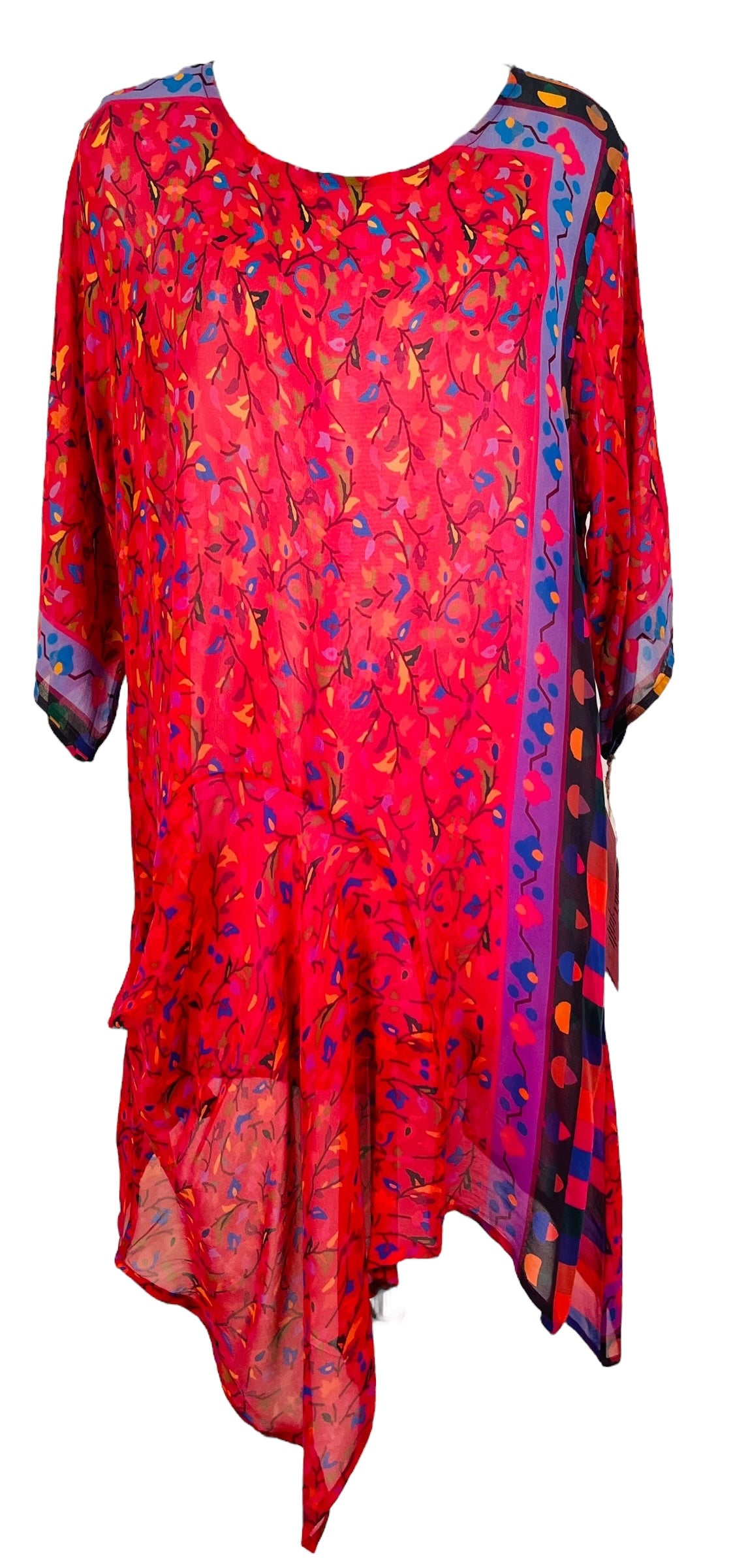 PRG6811 Sheer Avatar Pure Silk Self Pocket Tunic Dress