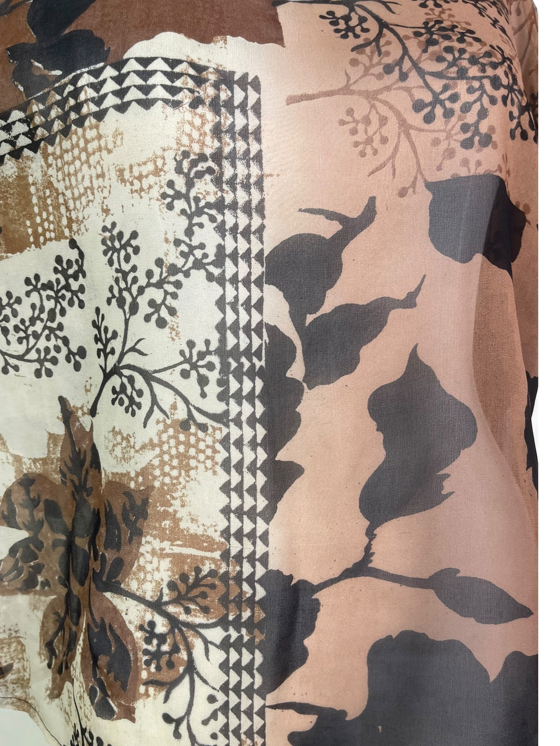 PRG7580 Sheer Avatar Pure Silk Side Slit Top