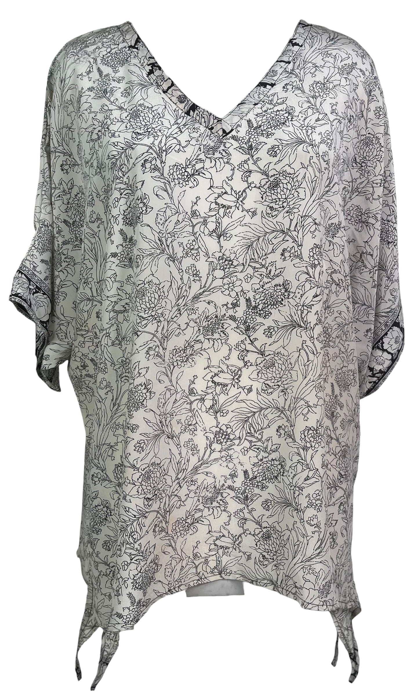 PRC8455 Wabi Sabi Pure Silk Long Tunic with Side Ties