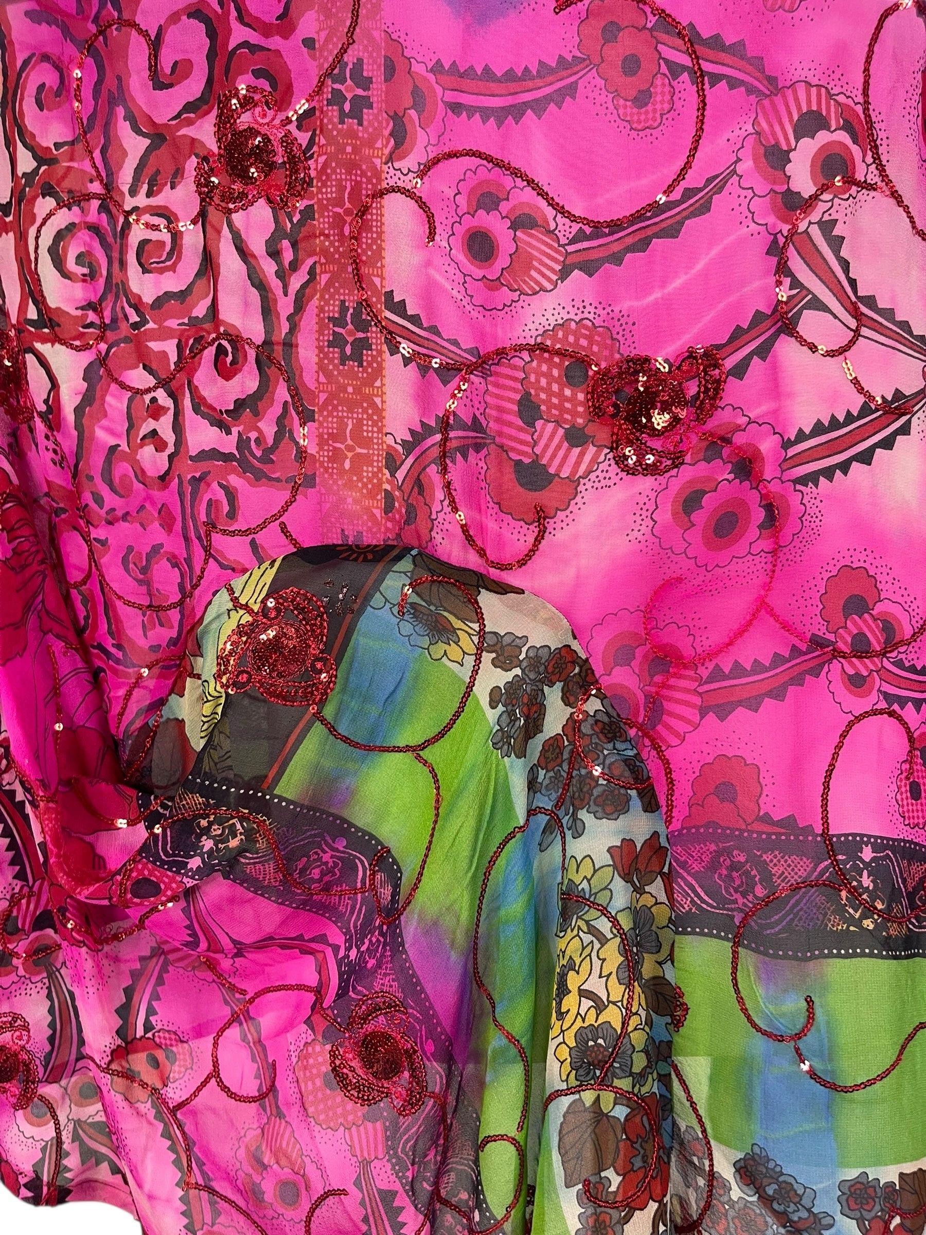 PRG6809 Sheer Avatar Pure Silk Self Pocket Tunic Dress