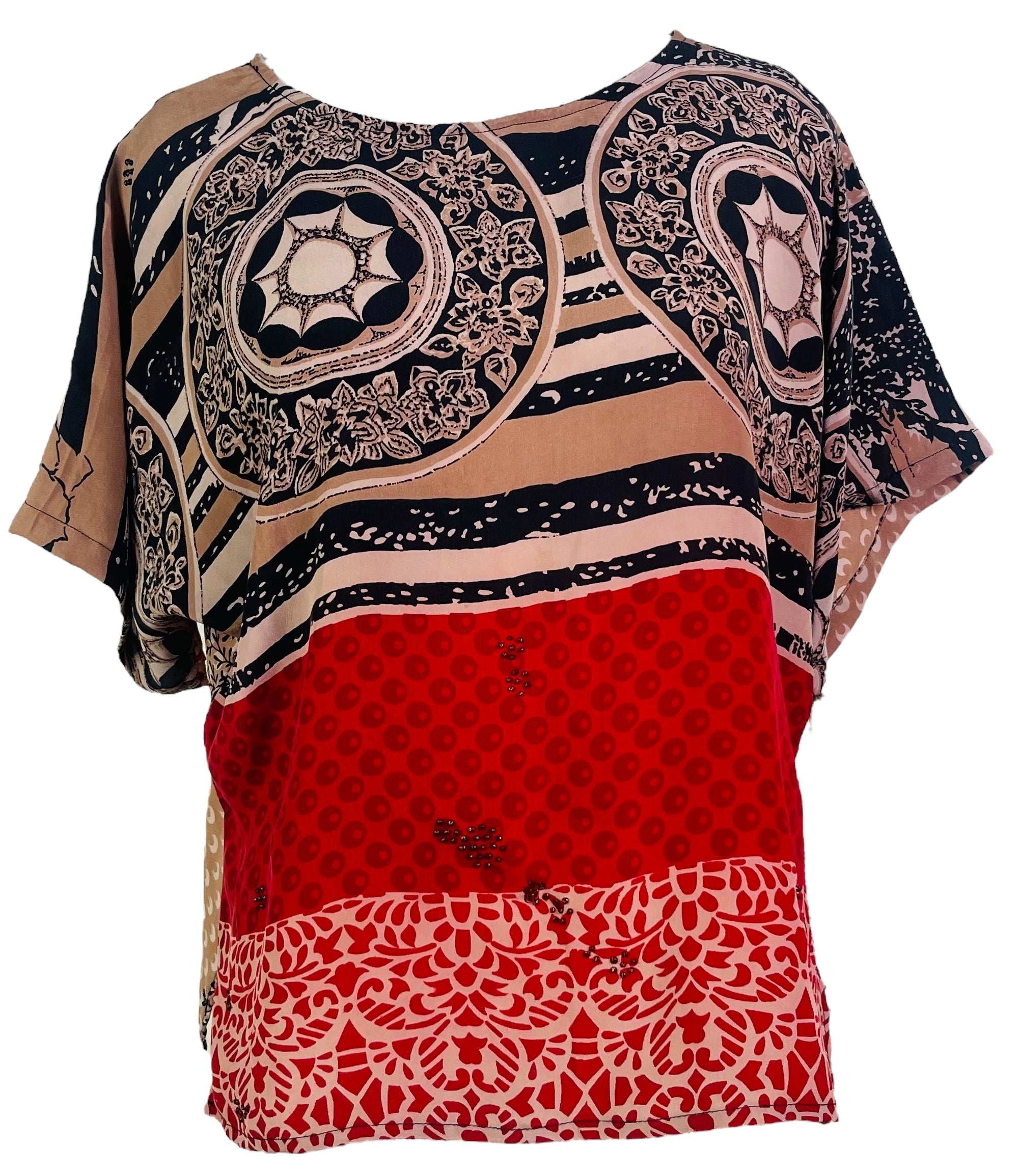 PRC6872 Wabi Sabi Pure Silk Side Slit Top