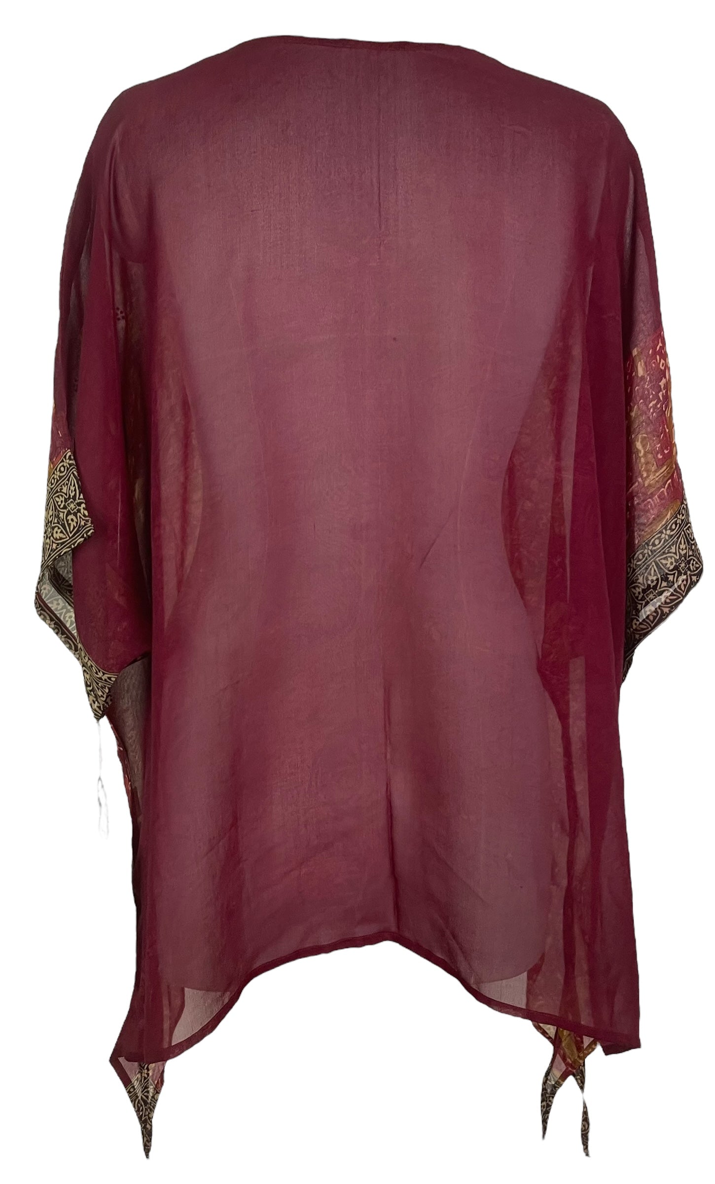PRG7863 Sheer Avatar Pure Silk Long Tunic with Side Ties