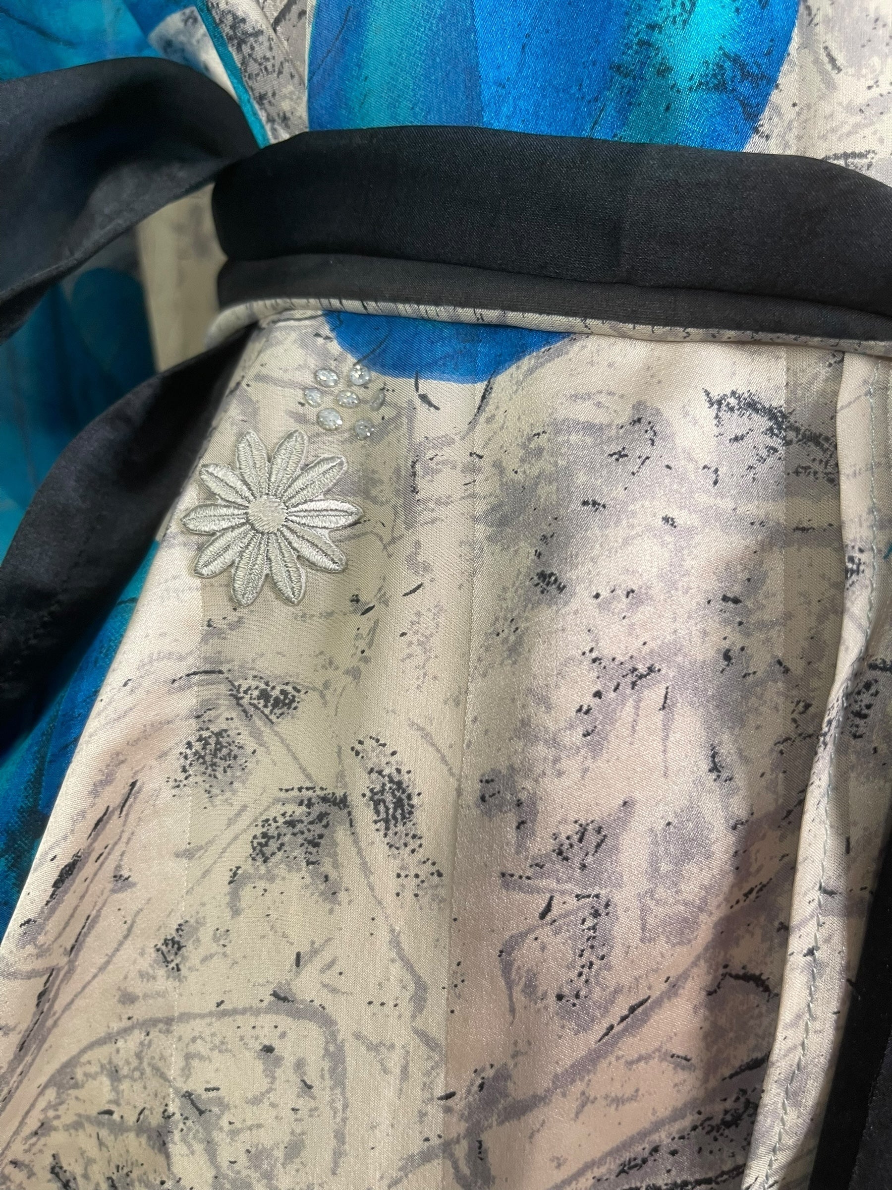PREVIEW PRG8664A Sheer Avatar Long Pure Silk Kimono Sleeved Duster with Belt by MARCH2026 – Handmade ethical Long Kimono from sariKNOTsari using upcycled silk. Designed in Canada for travel and slow fashion, loved from Toronto to LA to Sydney.