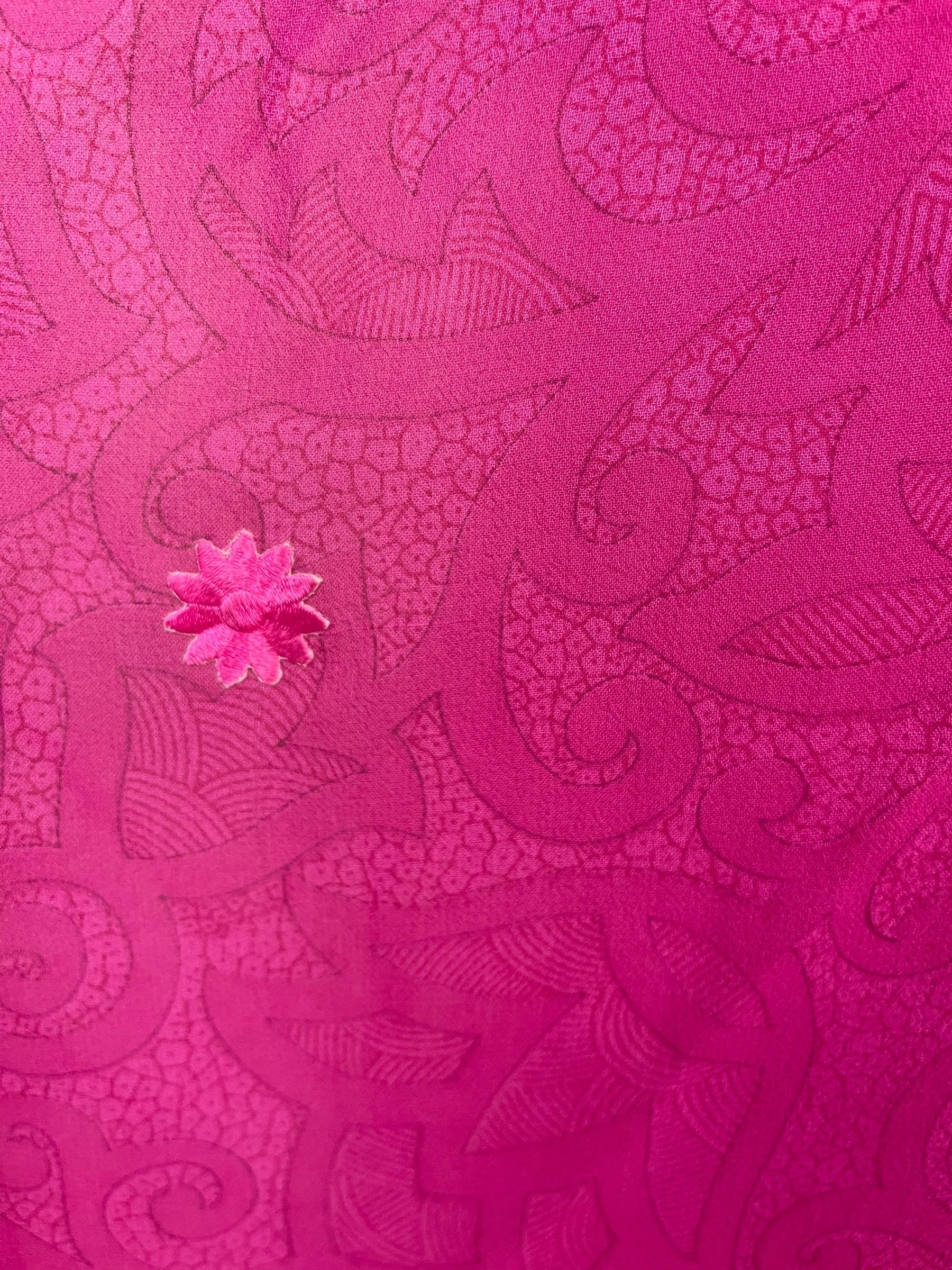 PRG8872 Sheer Avatar Long Pure Silk Kimono Sleeved Duster with Belt