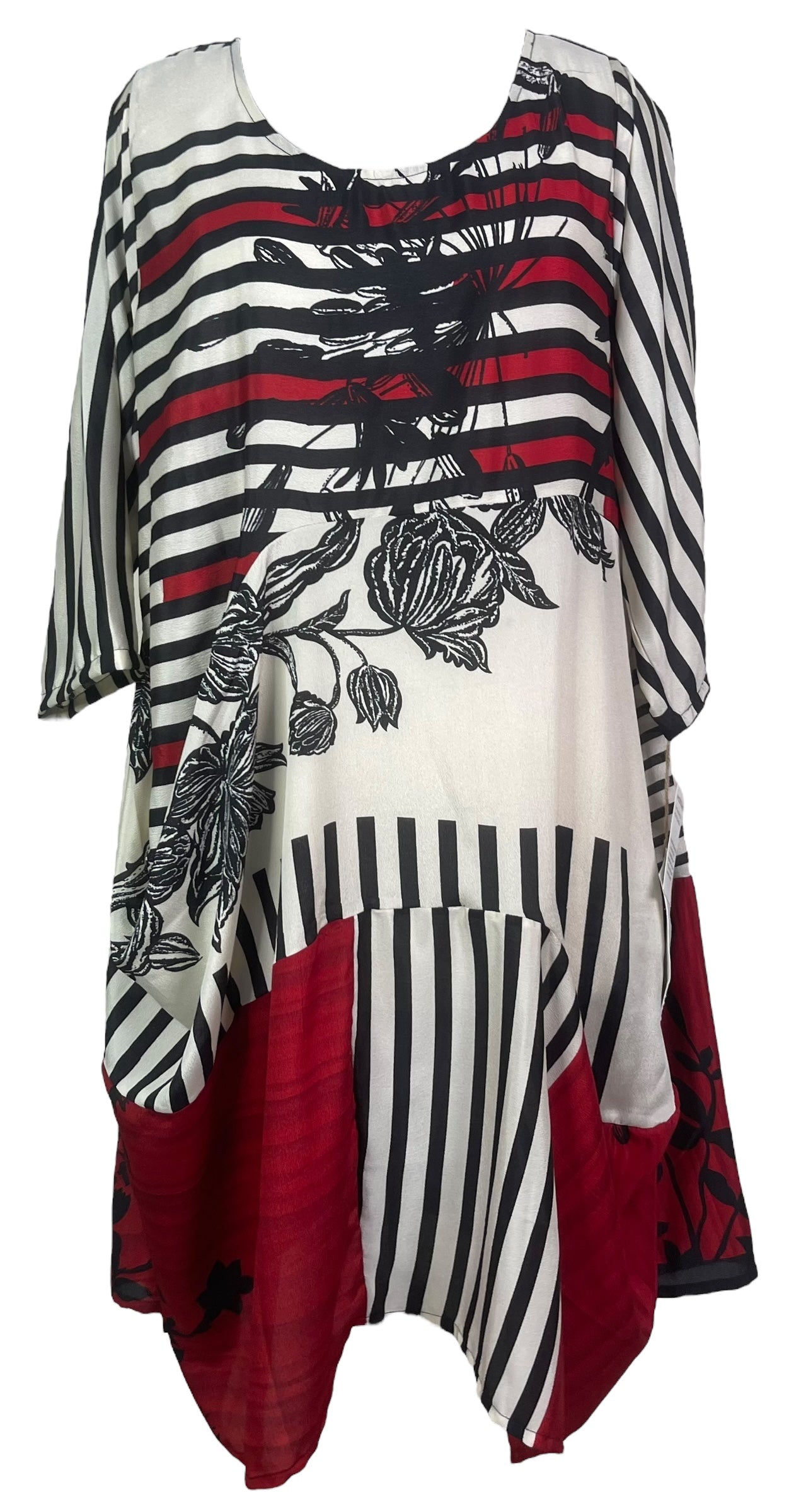 PRC7979 Avatar Pure Silk Sculptural Long Tunic Dress