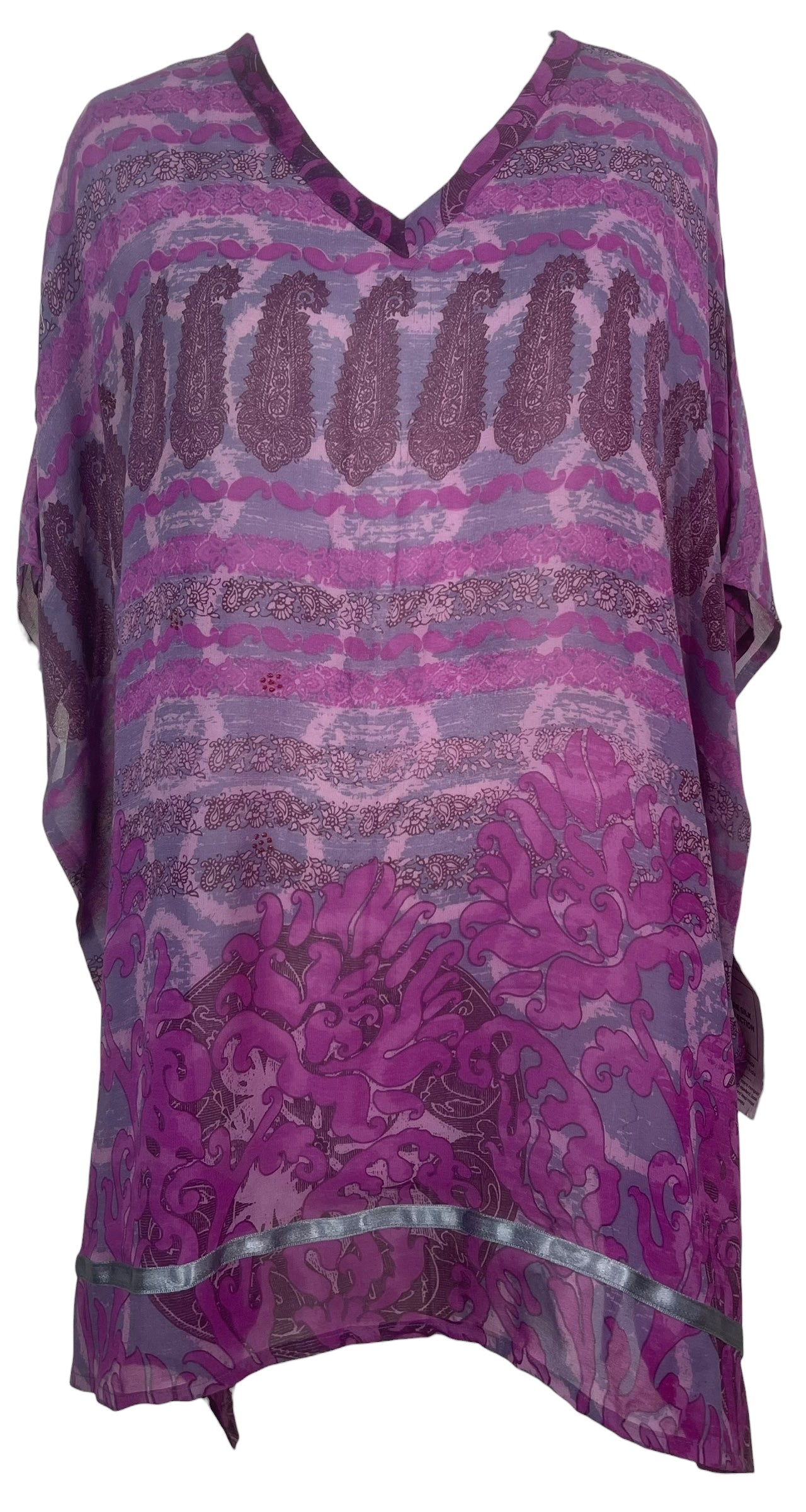 PREVIEW PRG8042 Sheer Wabi Sabi Pure Silk Short Kaftan Tunic With Slits