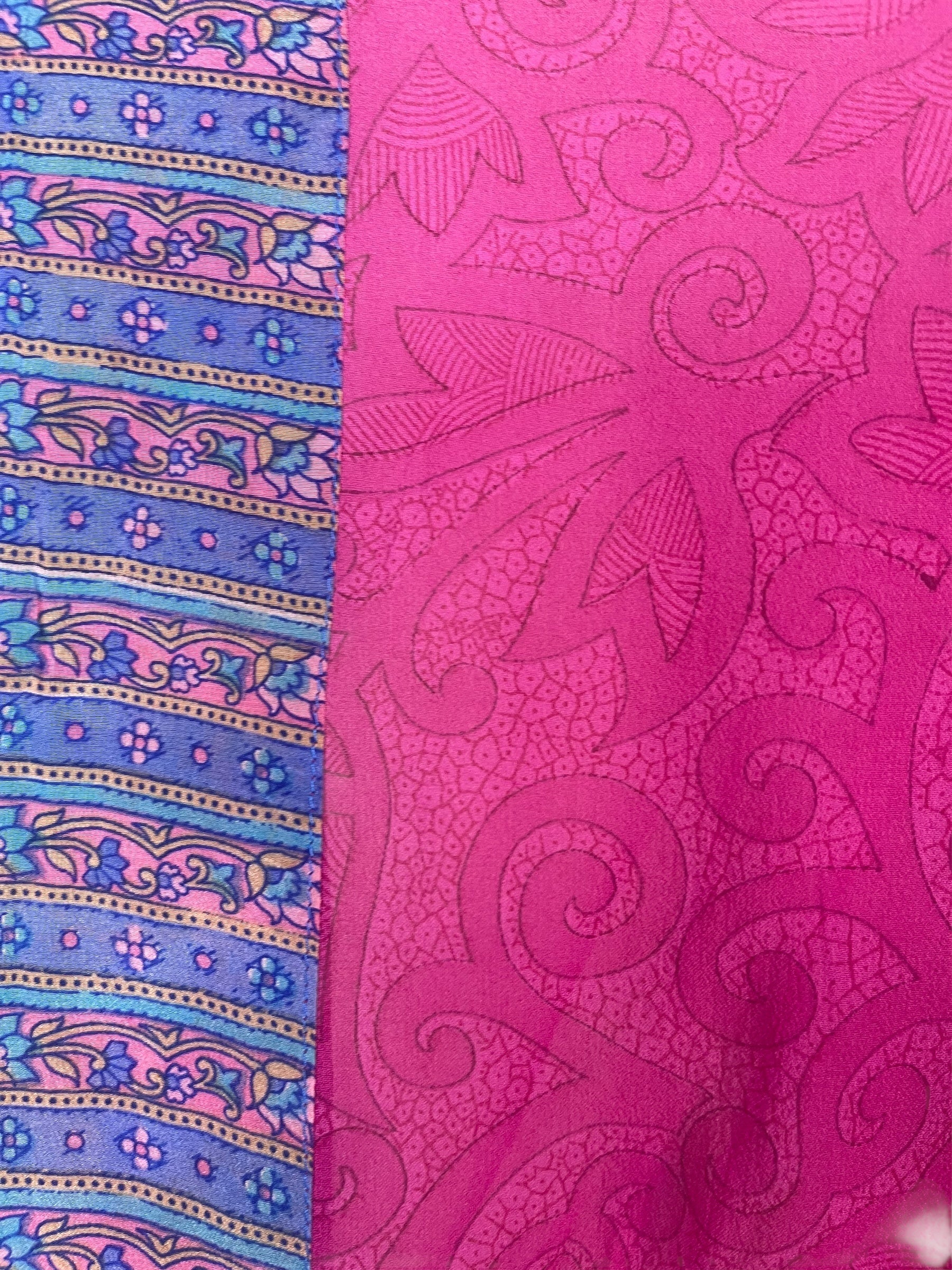 PRG8872 Sheer Avatar Long Pure Silk Kimono Sleeved Duster with Belt